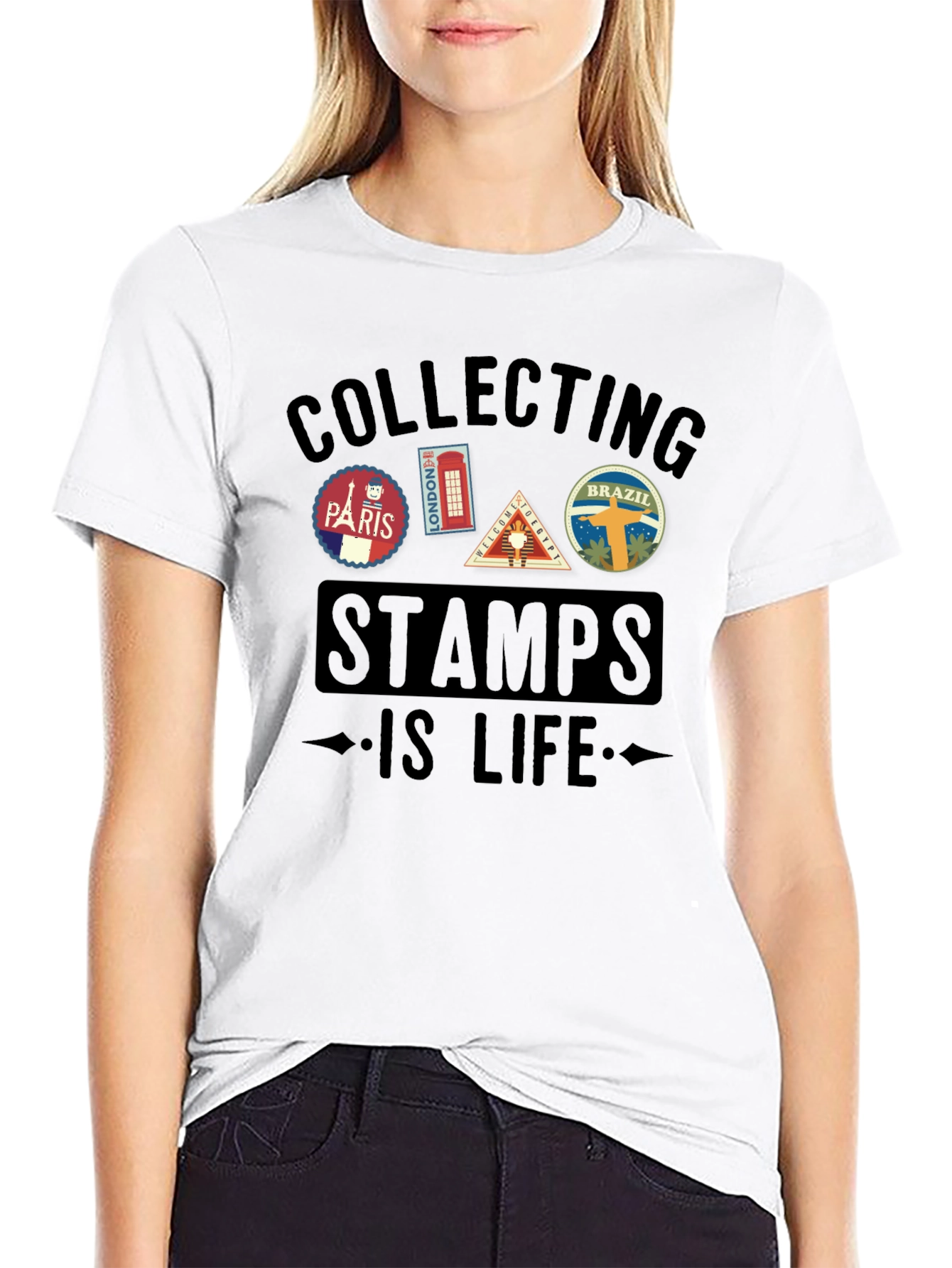 Stamp Collecting Is Life Graphic Tee - Black