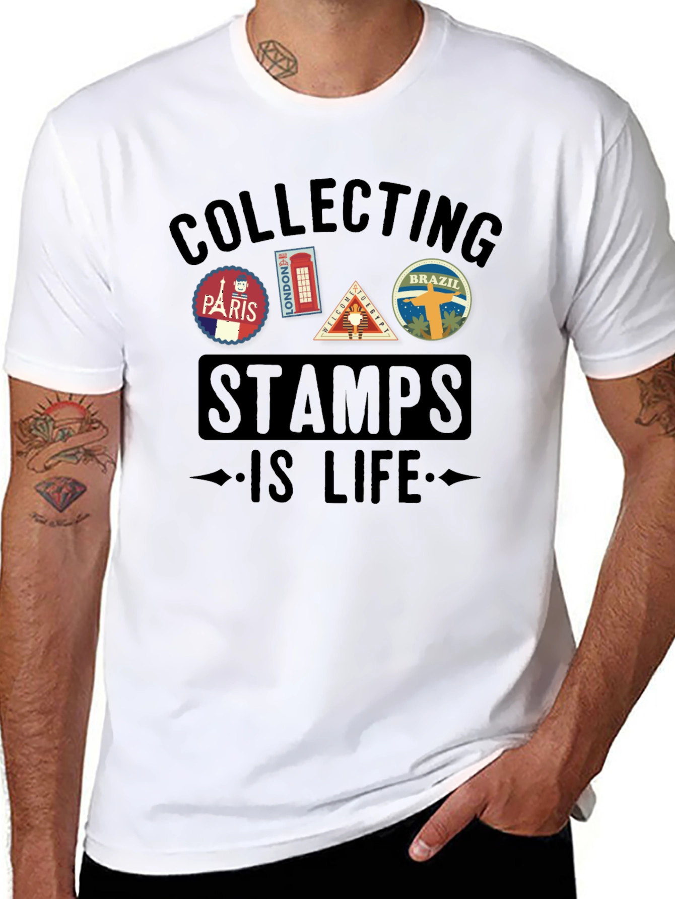 Stamp Collecting Is Life Graphic Tee - Black