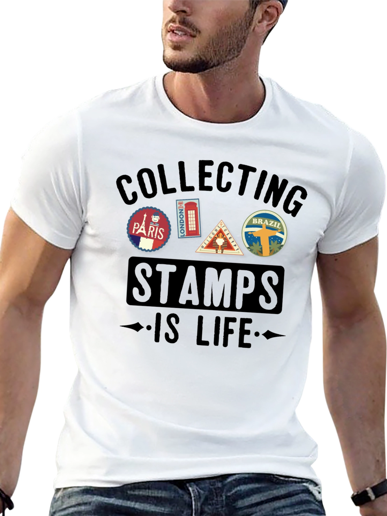 Stamp Collecting Is Life Graphic Tee - Black
