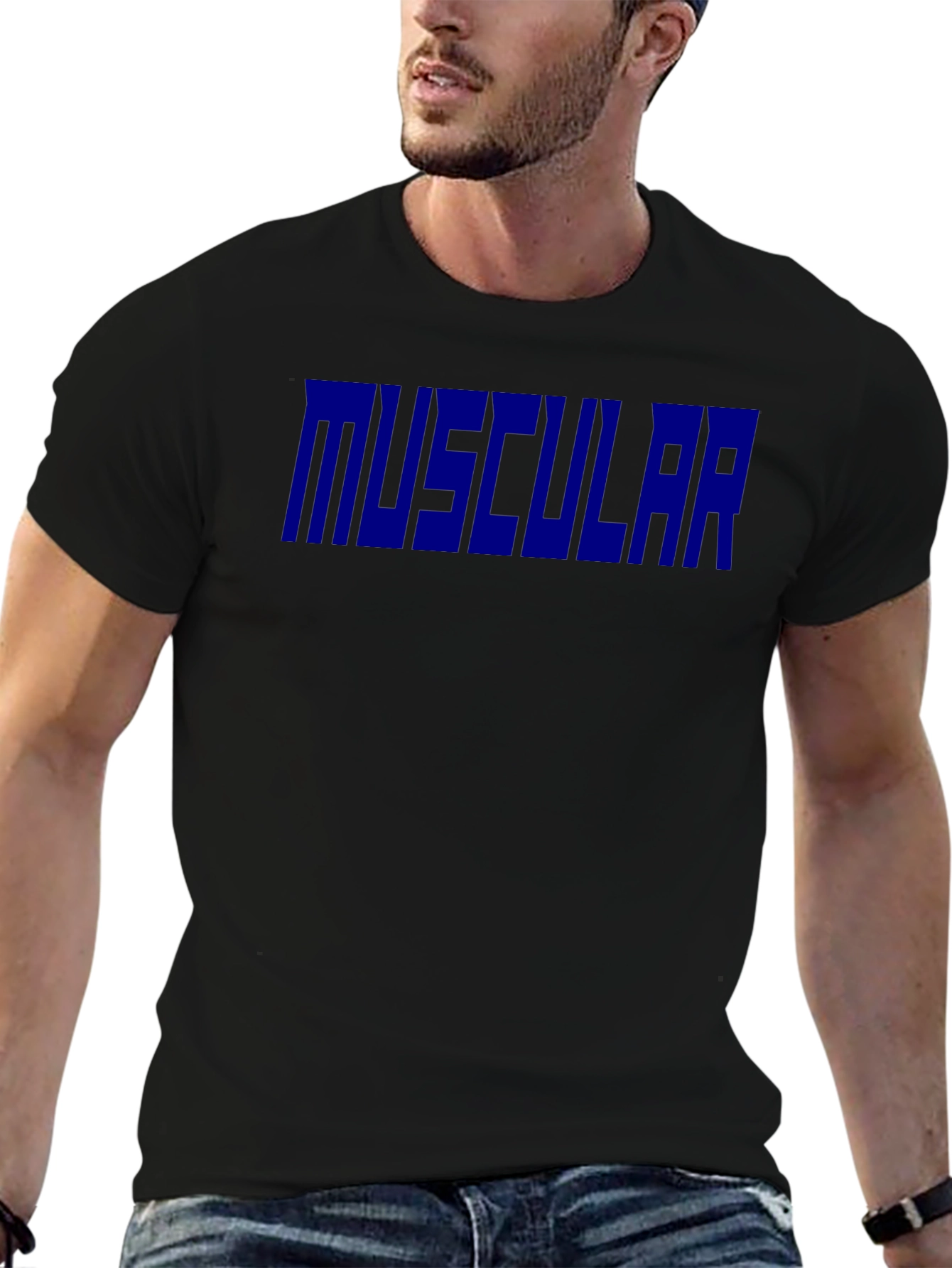 Muscular Graphic T-Shirt - Black Bold Print