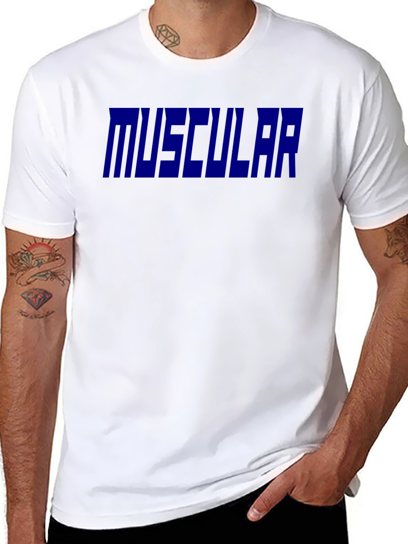 Muscular Graphic T-Shirt - Black Bold Print