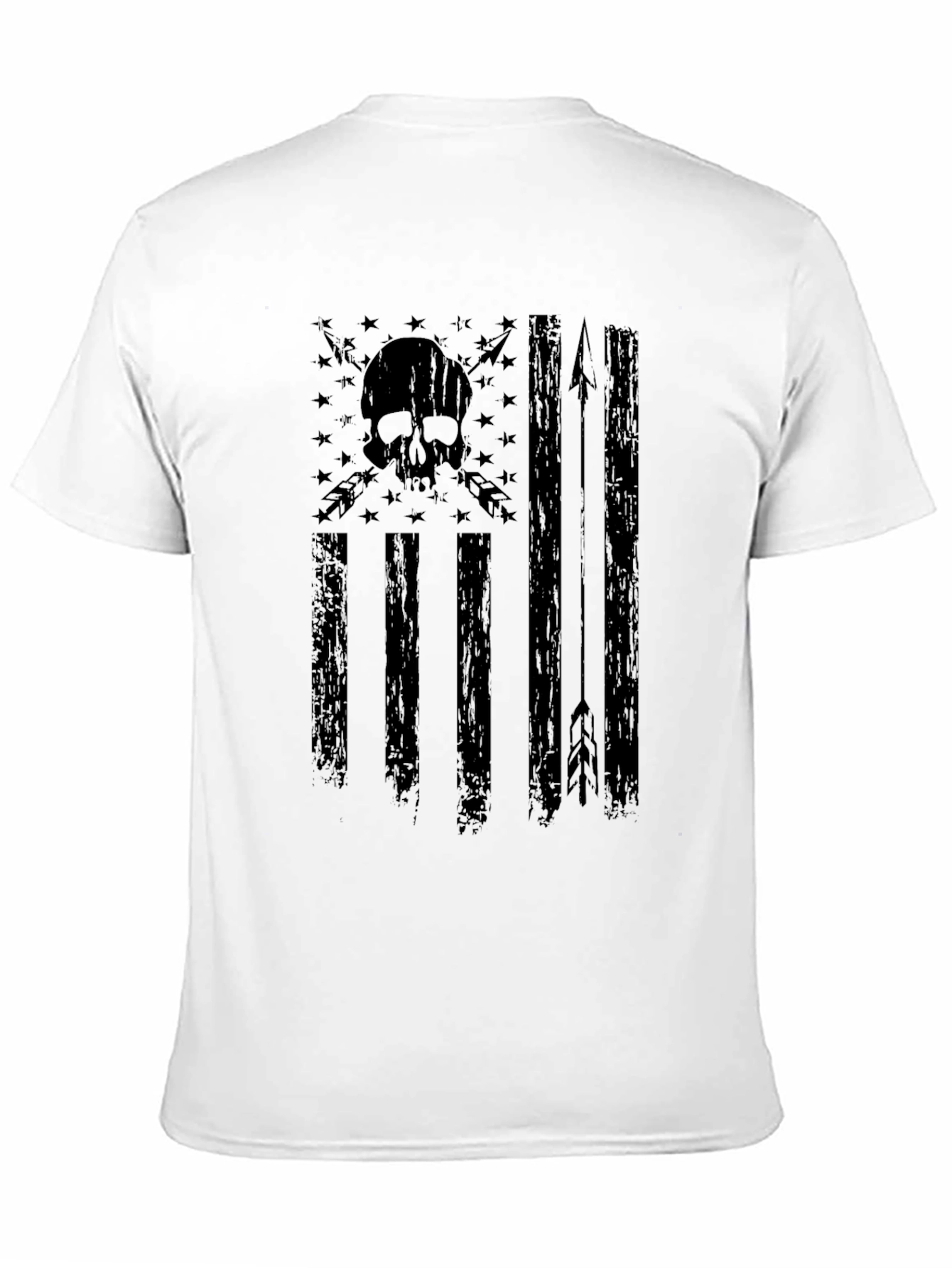 Skull American Flag Graphic T-Shirt - Black