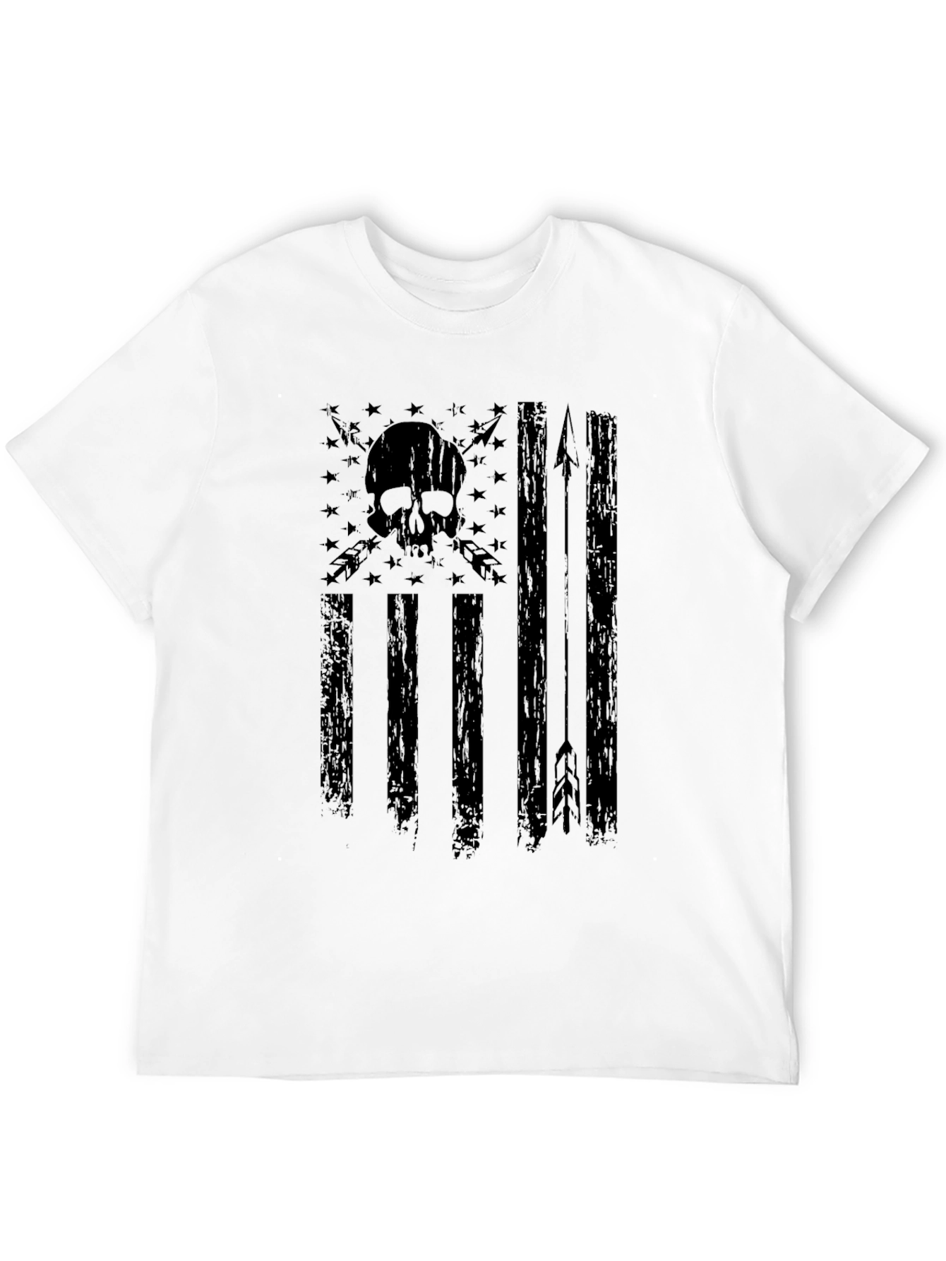 Skull American Flag Graphic T-Shirt - Black