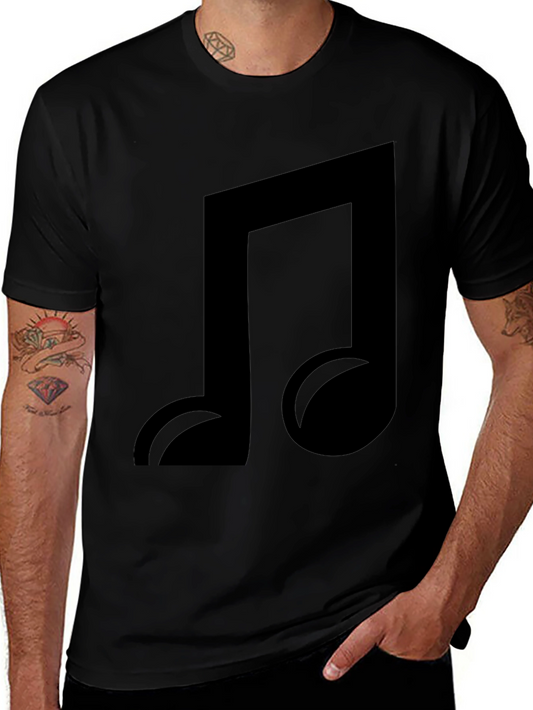 Black Music Note Graphic Tee - Casual Comfort
