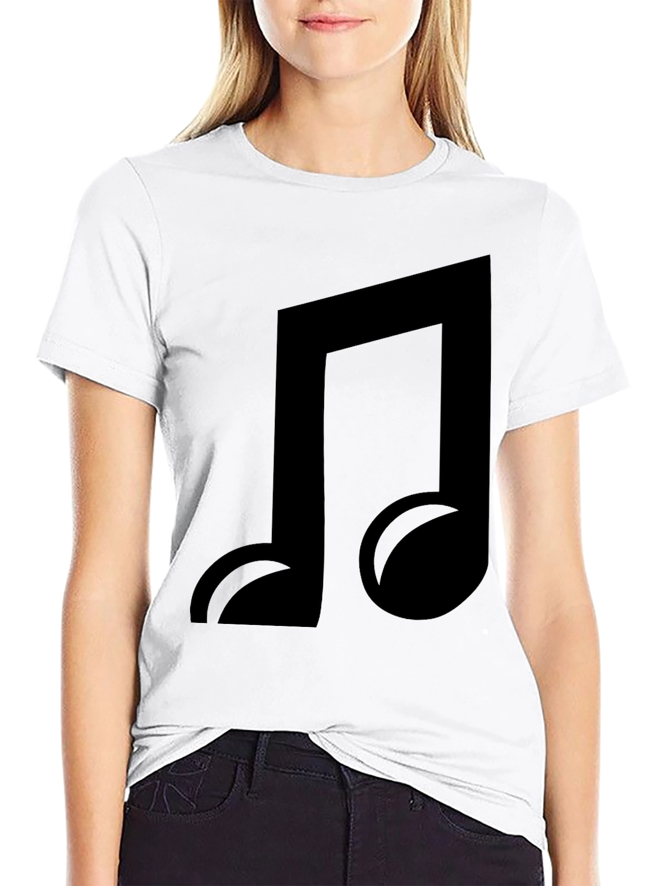Black Music Note Graphic Tee - Casual Comfort