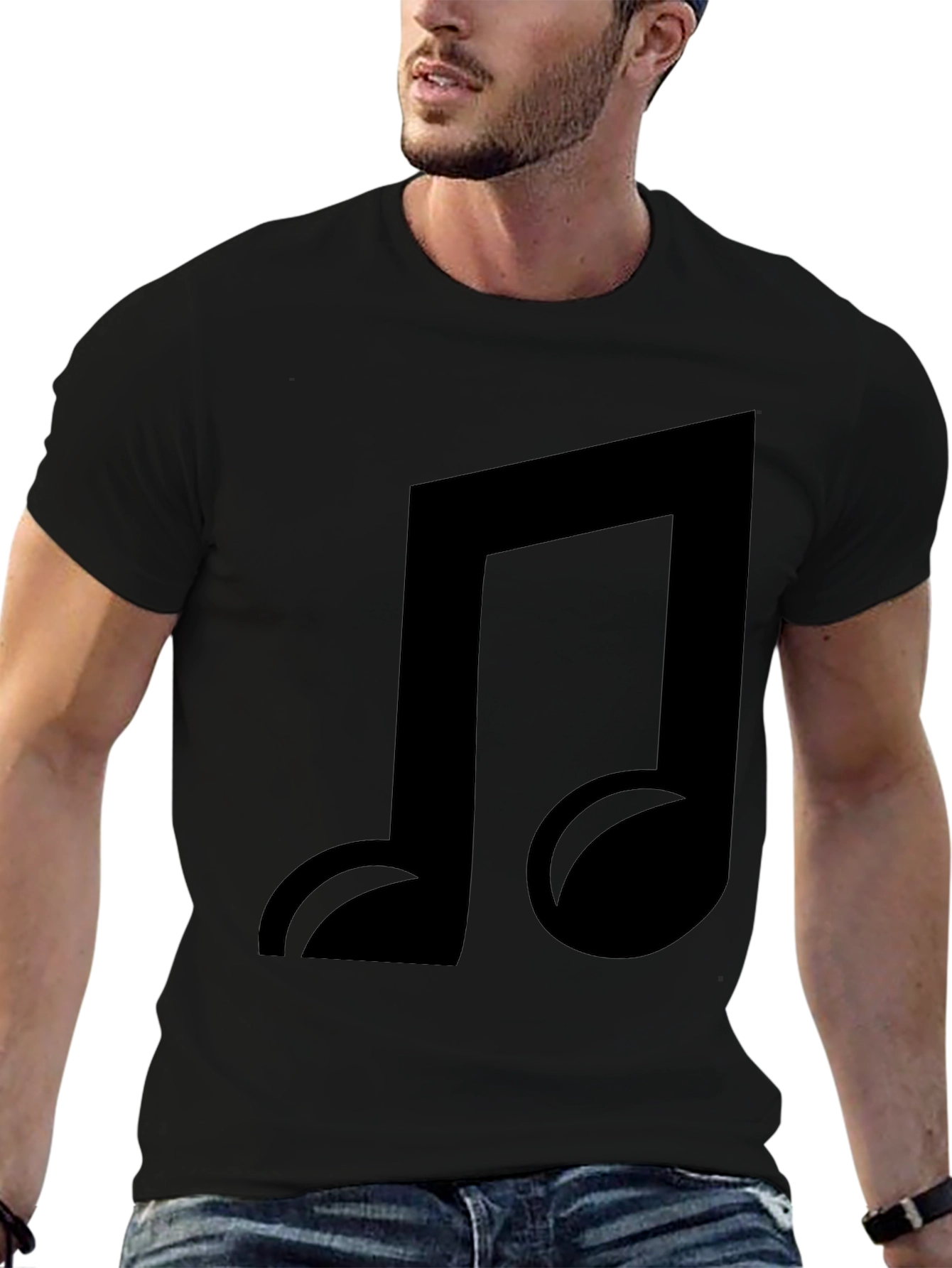 Black Music Note Graphic Tee - Casual Comfort