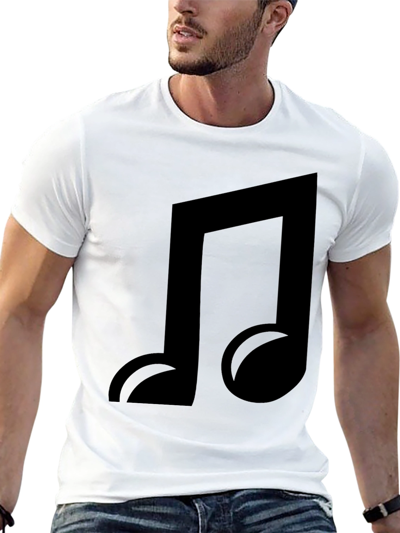 Black Music Note Graphic Tee - Casual Comfort