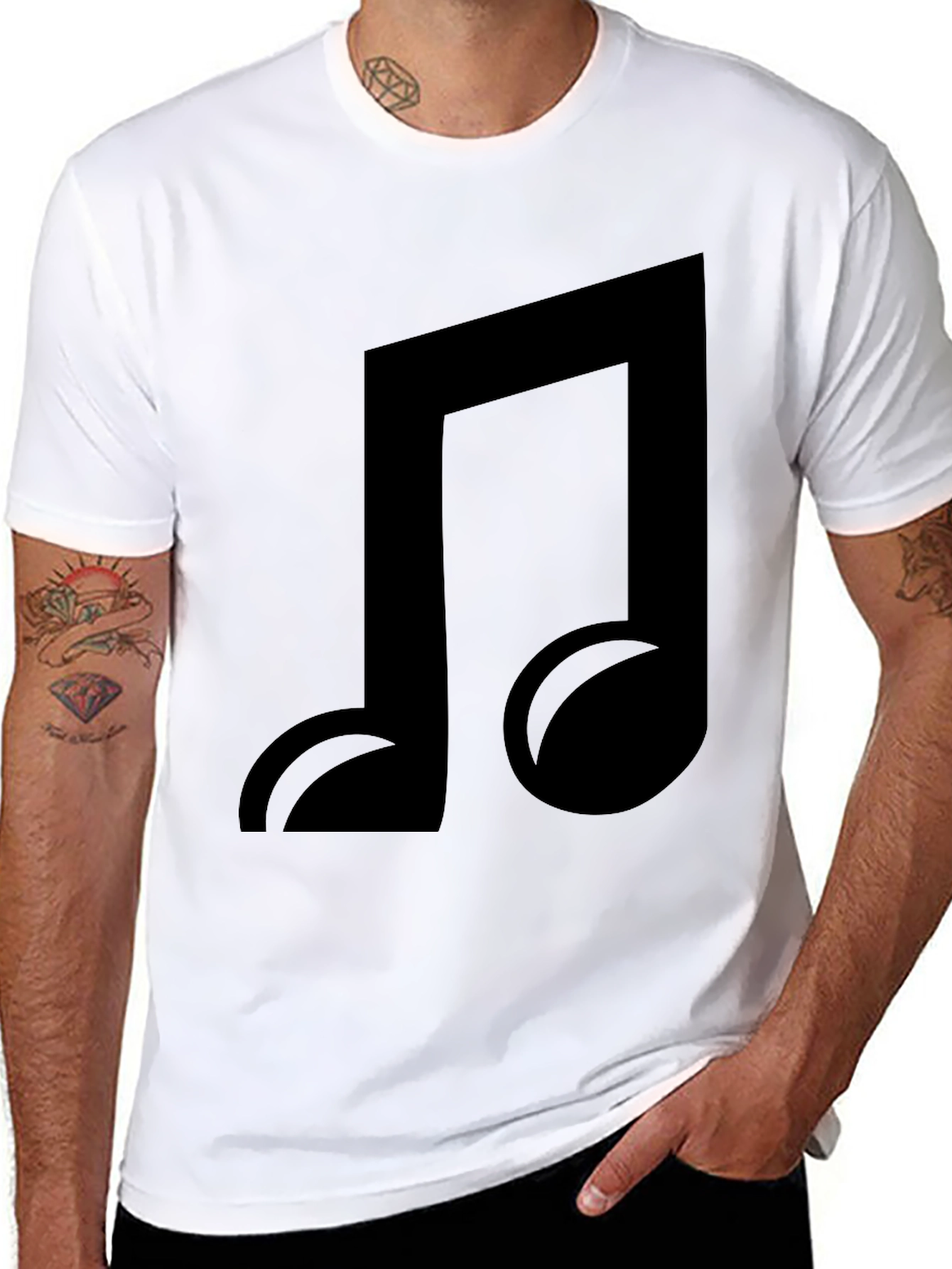 Black Music Note Graphic Tee - Casual Comfort