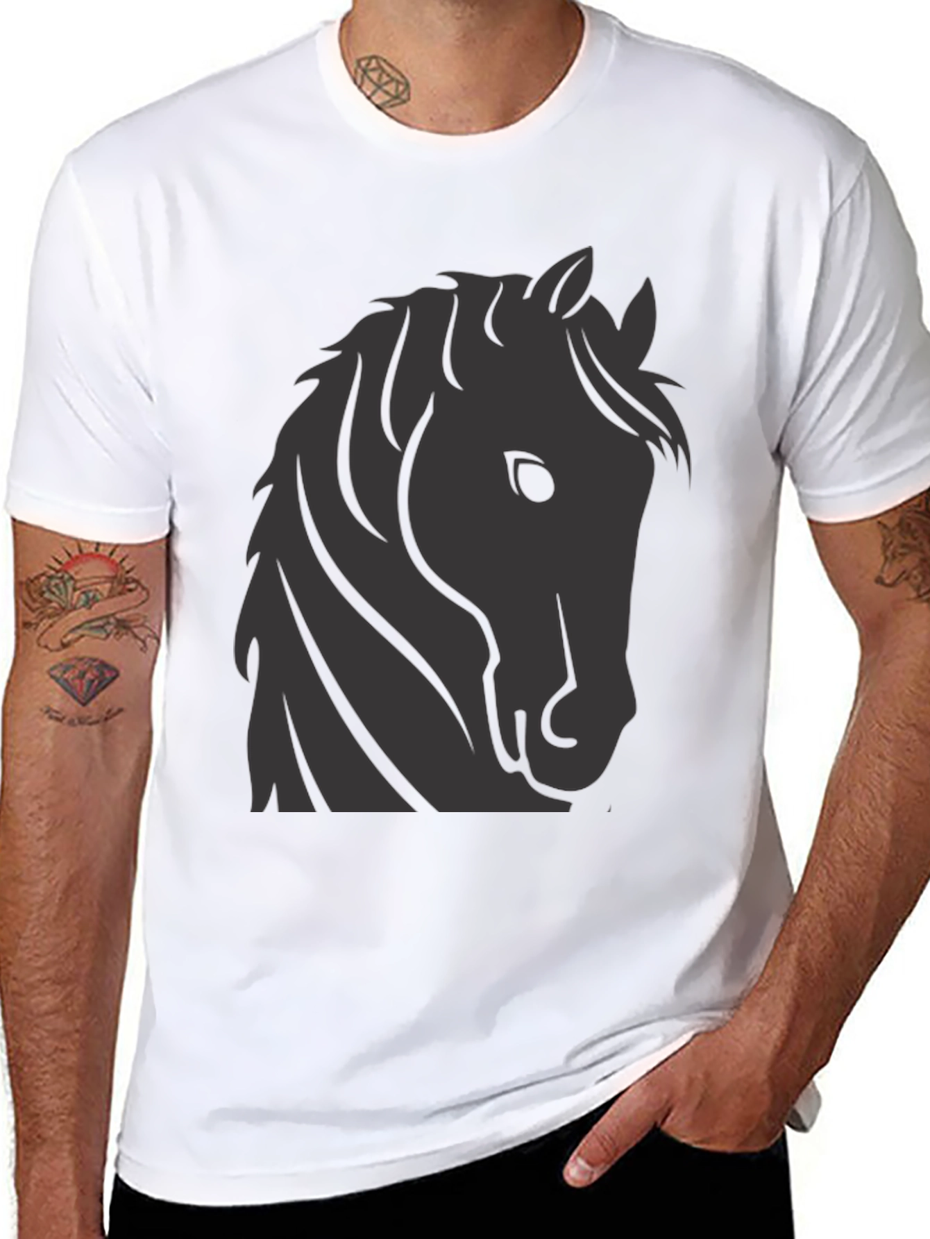 Horse Graphic Tee - Stylish Black T-Shirt