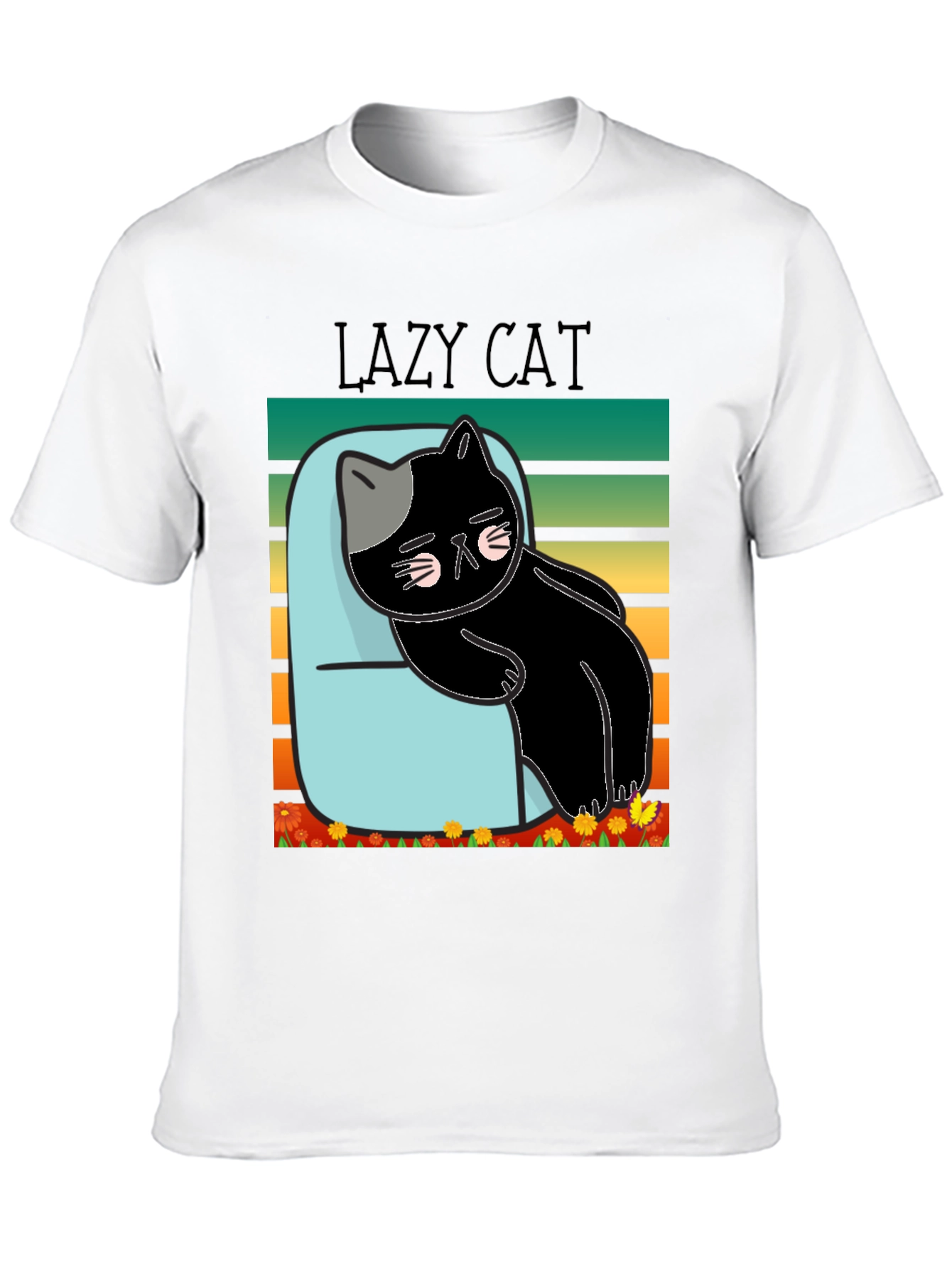Lazy Cat T-Shirt - Black Cotton Tee