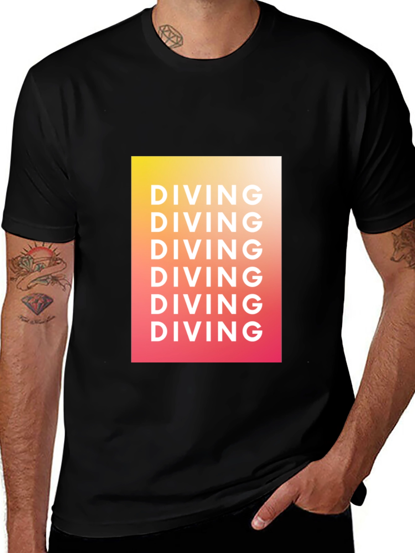 Diving Graphic Tee - Gradient Black T-Shirt