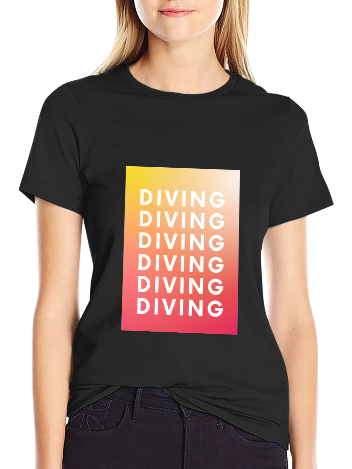 Diving Graphic Tee - Gradient Black T-Shirt