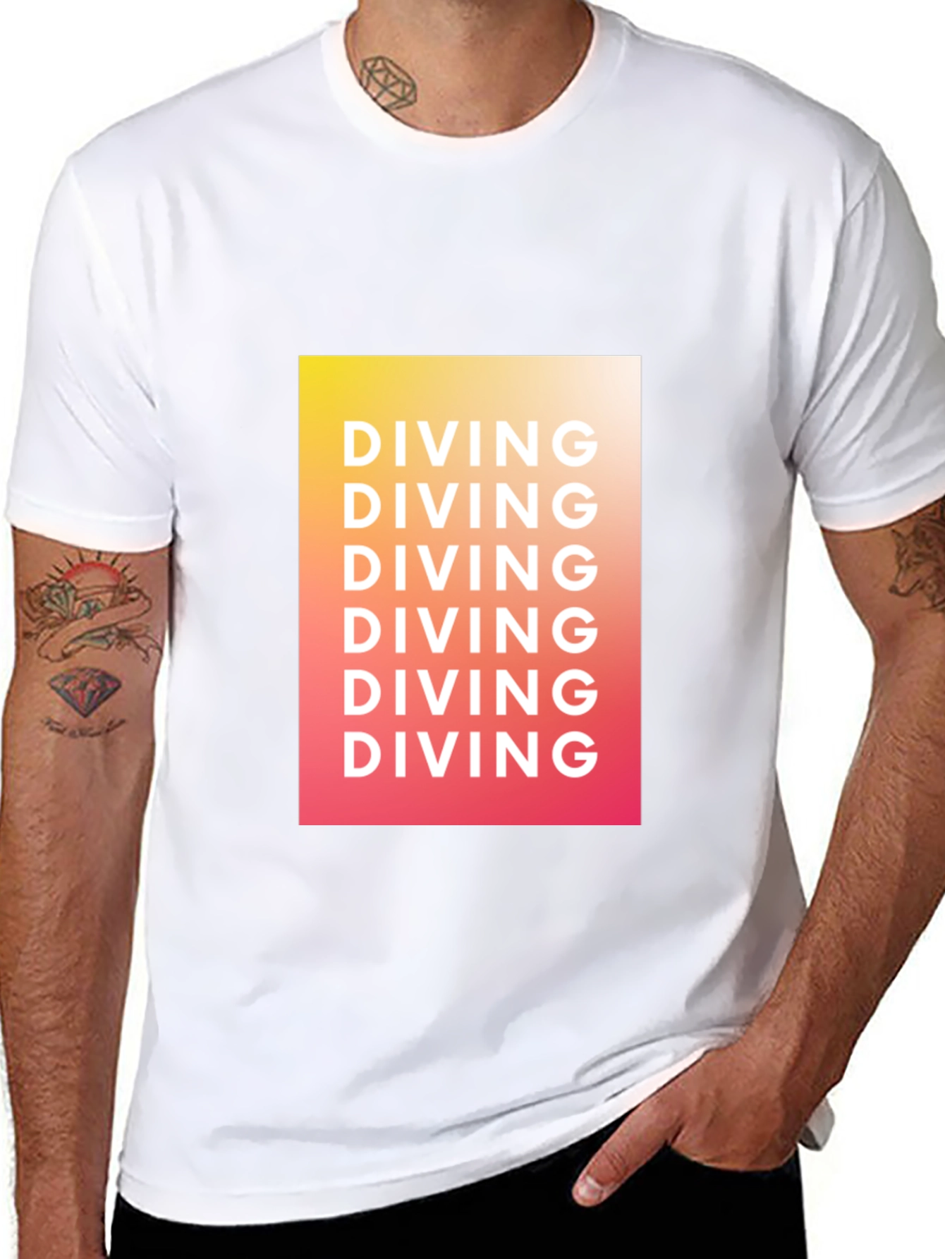Diving Graphic Tee - Gradient Black T-Shirt