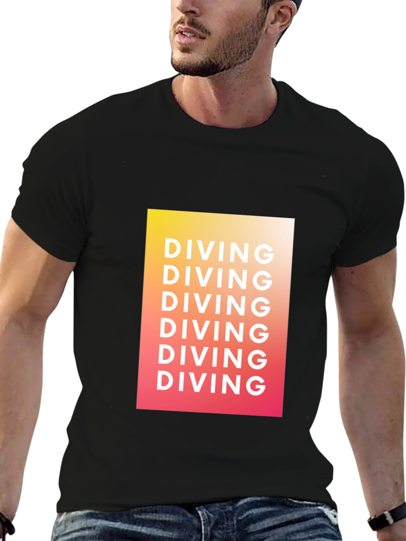 Diving Graphic Tee - Gradient Black T-Shirt