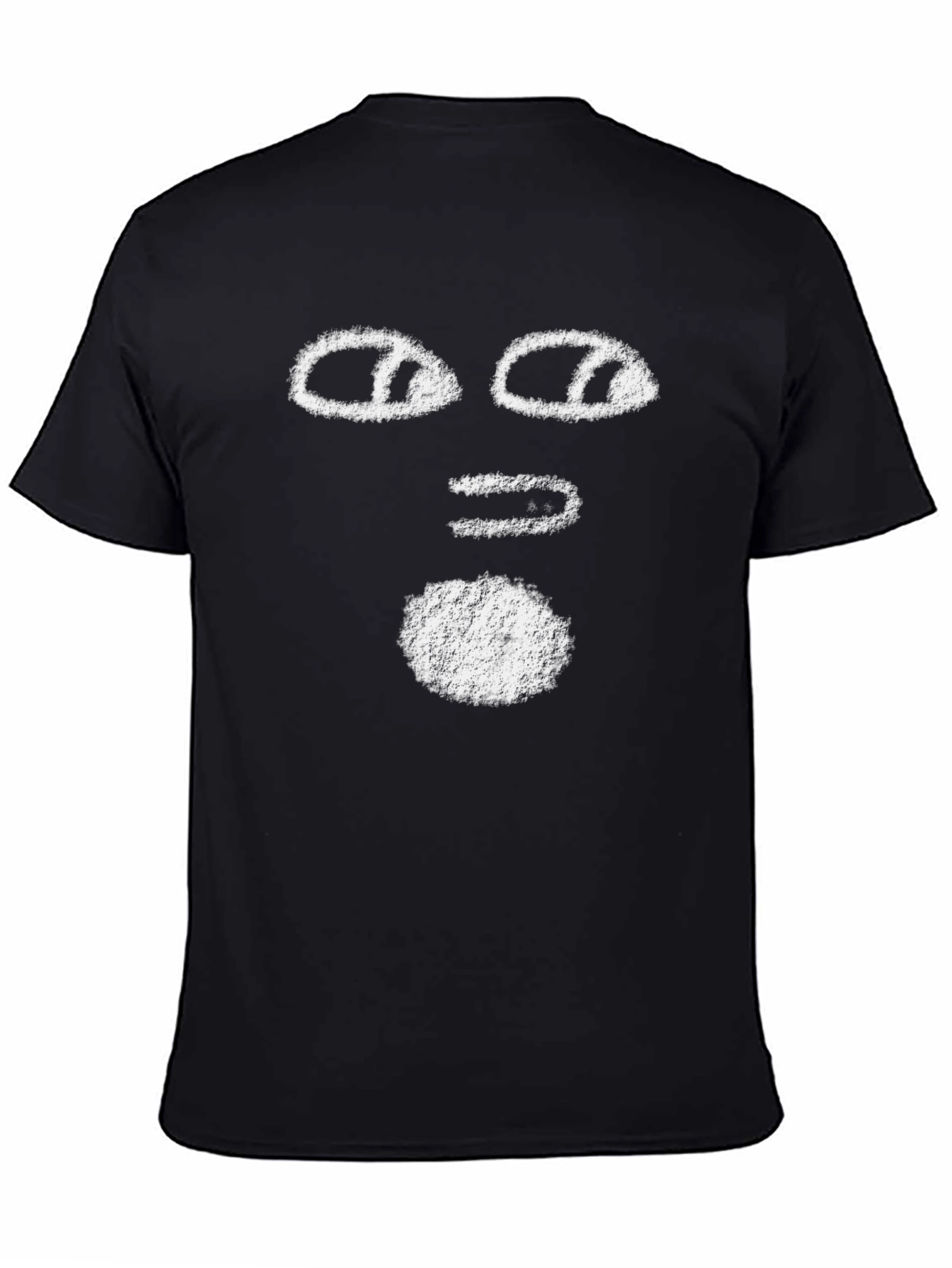 Abstract Face Graphic Tee - Black Cotton T-Shirt