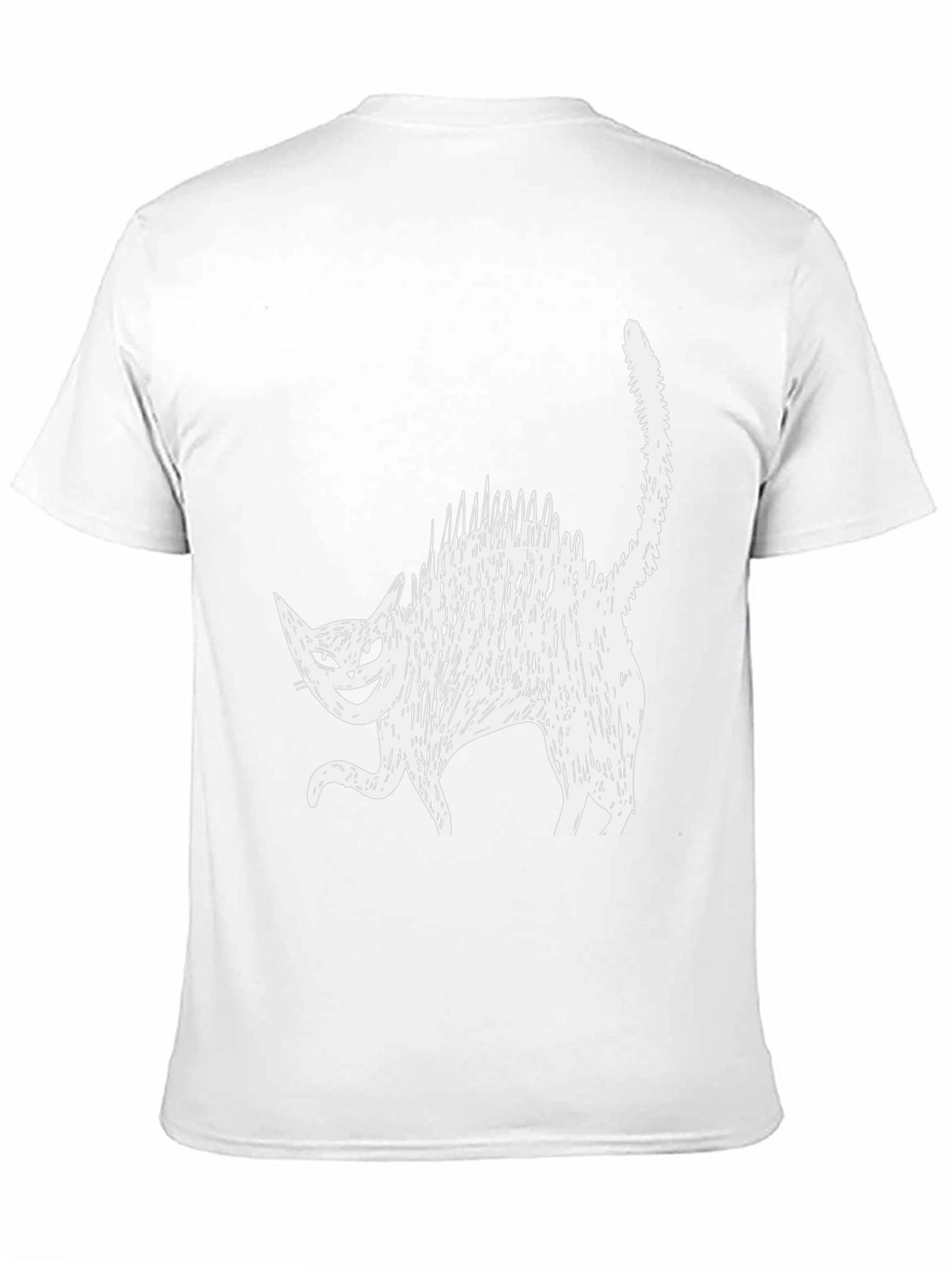 Creepy Cat Graphic Tee - Black Cotton Blend