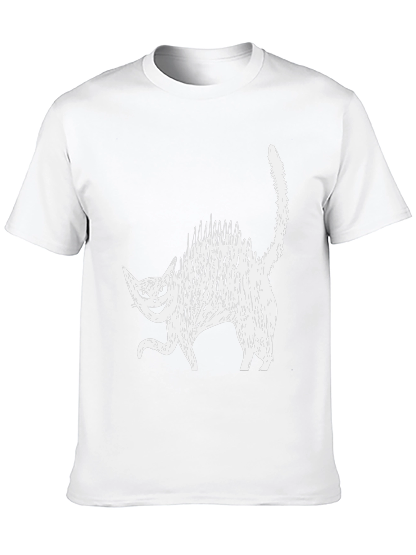 Creepy Cat Graphic Tee - Black Cotton Blend