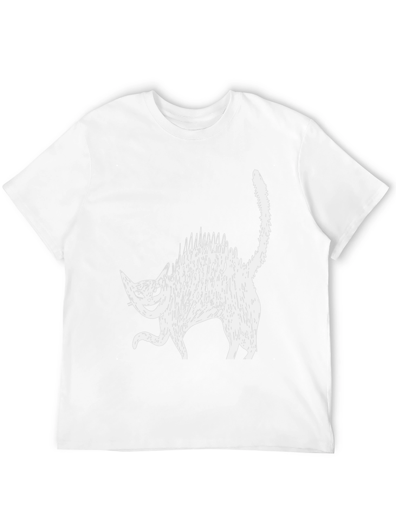 Creepy Cat Graphic Tee - Black Cotton Blend