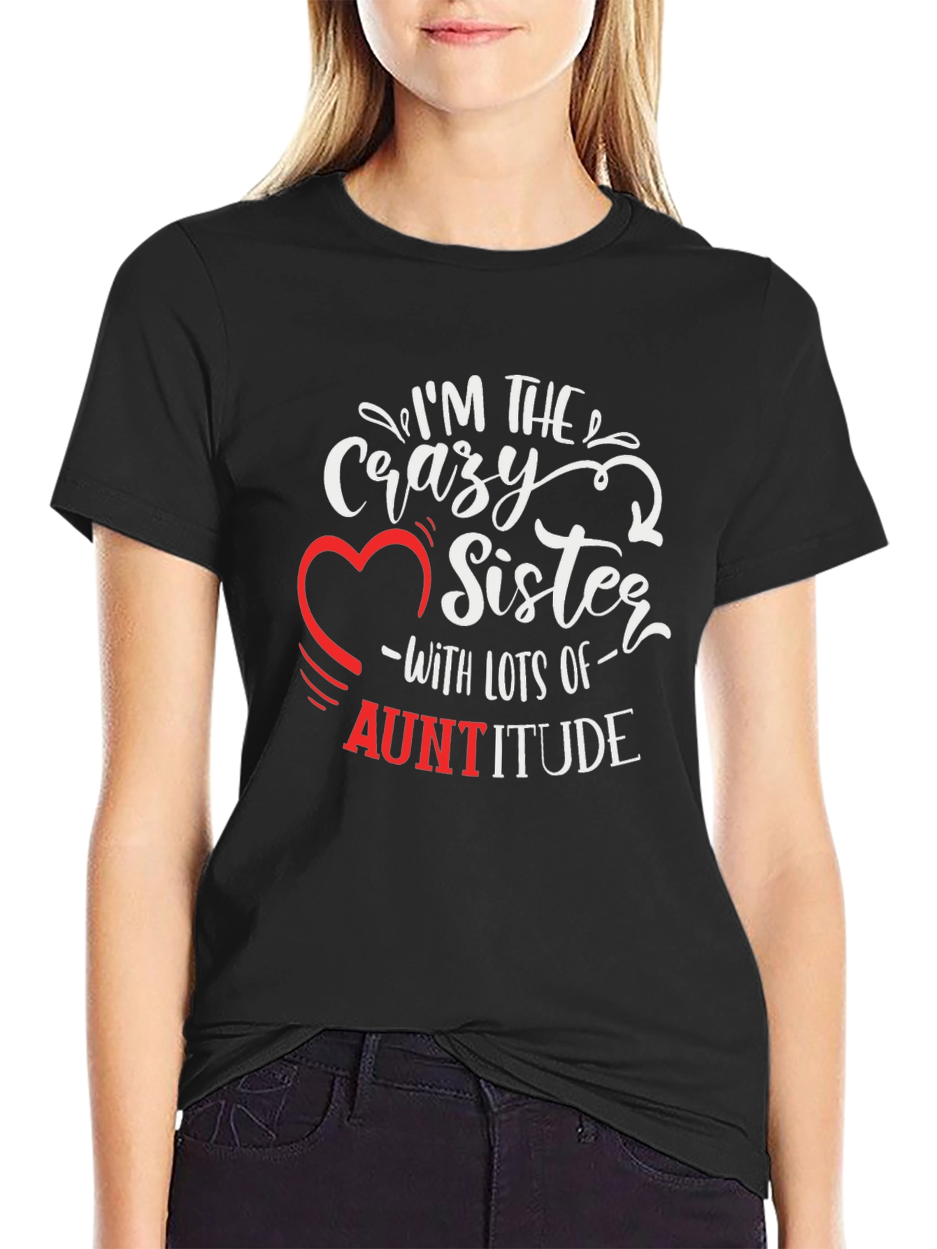 Crazy Sister Auntitude Black T-Shirt