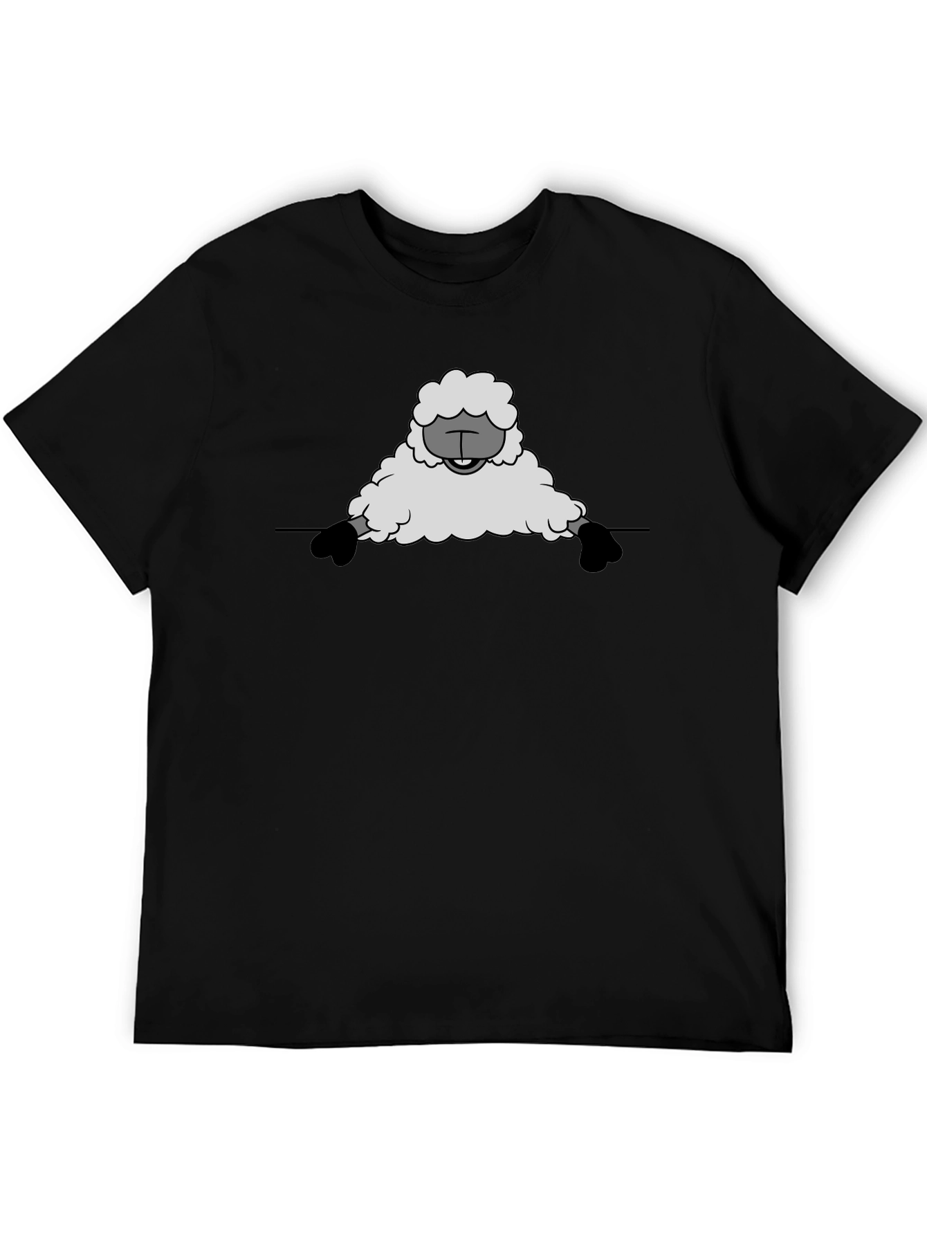Funny Sheep Graphic Tee - Black Cotton T-Shirt