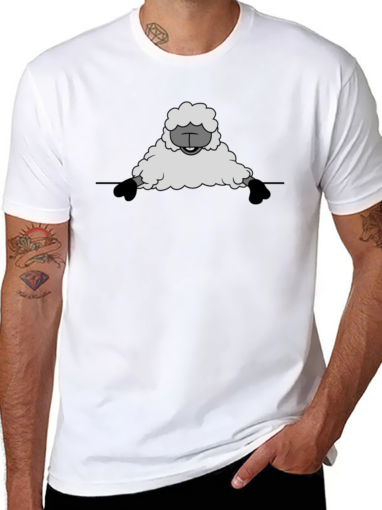 Funny Sheep Graphic Tee - Black Cotton T-Shirt