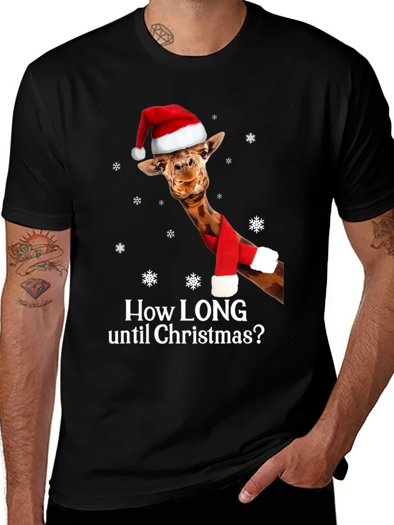 Christmas Giraffe T-Shirt - Holiday Countdown Tee