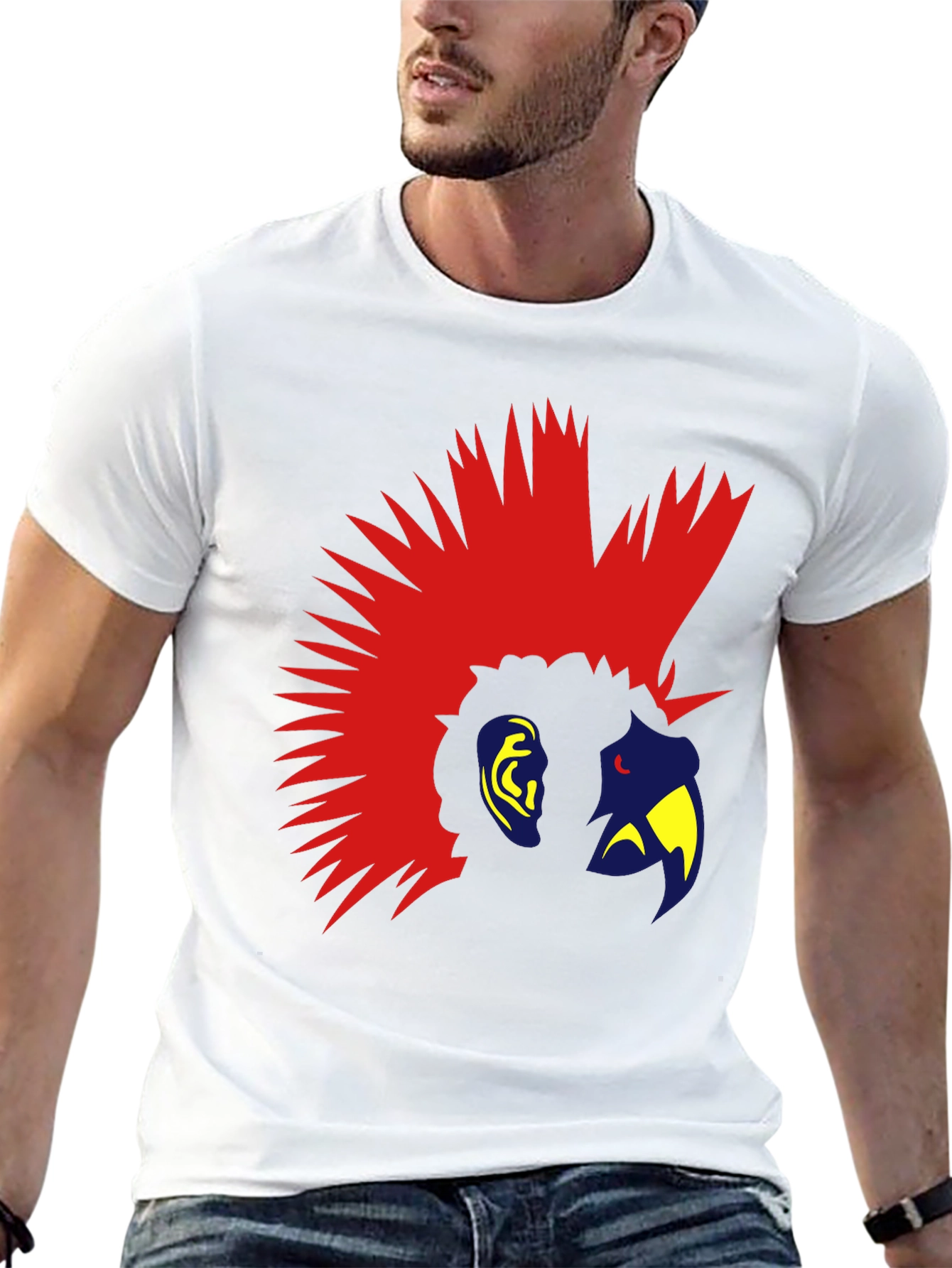 Mohawk Parrot Graphic Tee - Cool Bird T-Shirt
