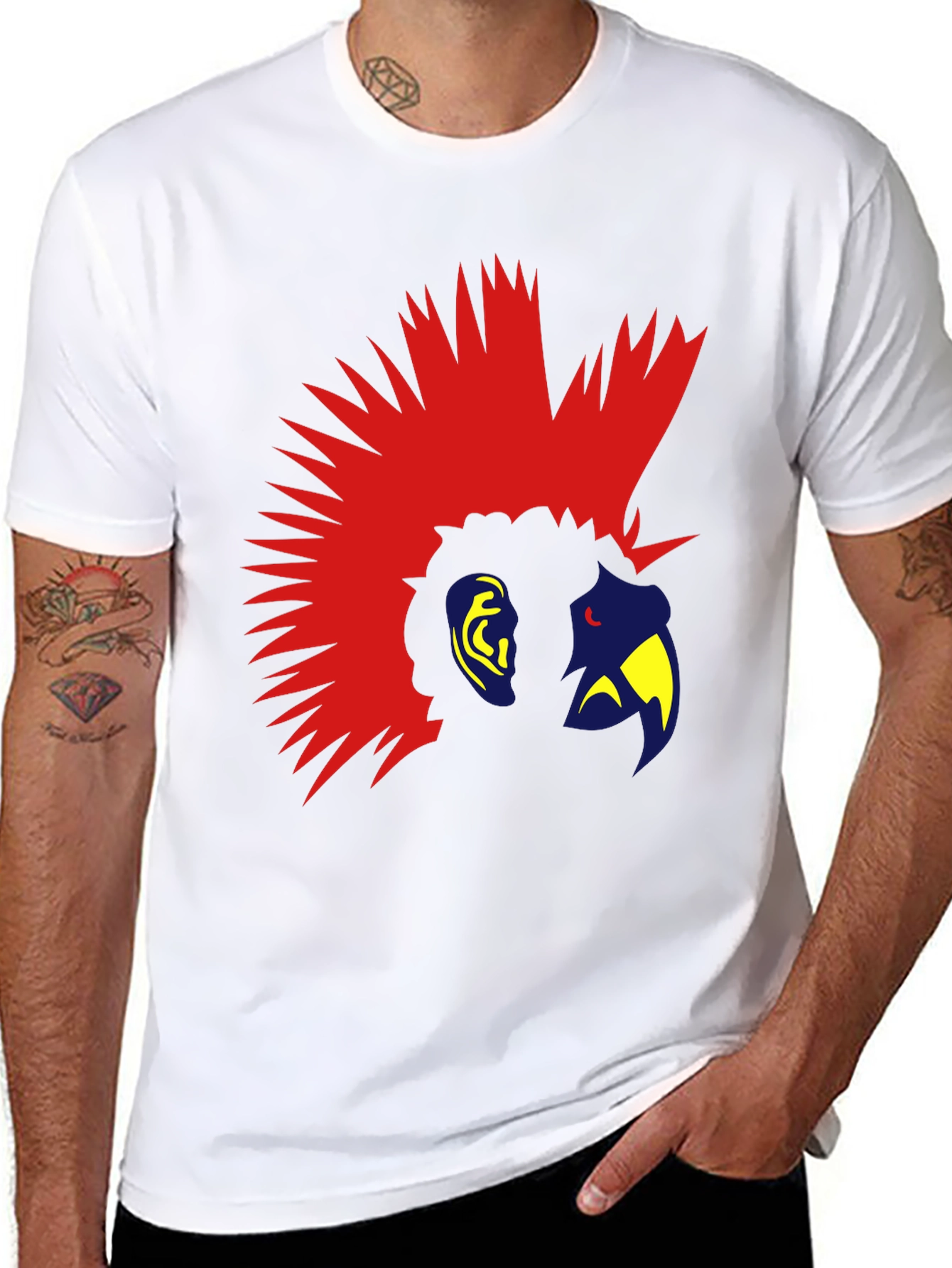 Mohawk Parrot Graphic Tee - Cool Bird T-Shirt