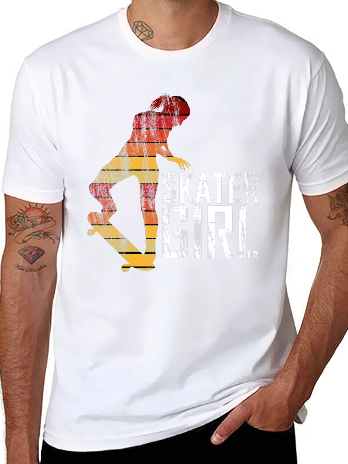 Skater Girl Retro Graphic T-Shirt