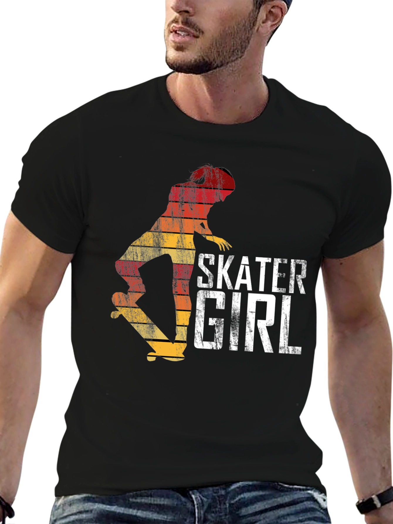 Skater Girl Retro Graphic T-Shirt
