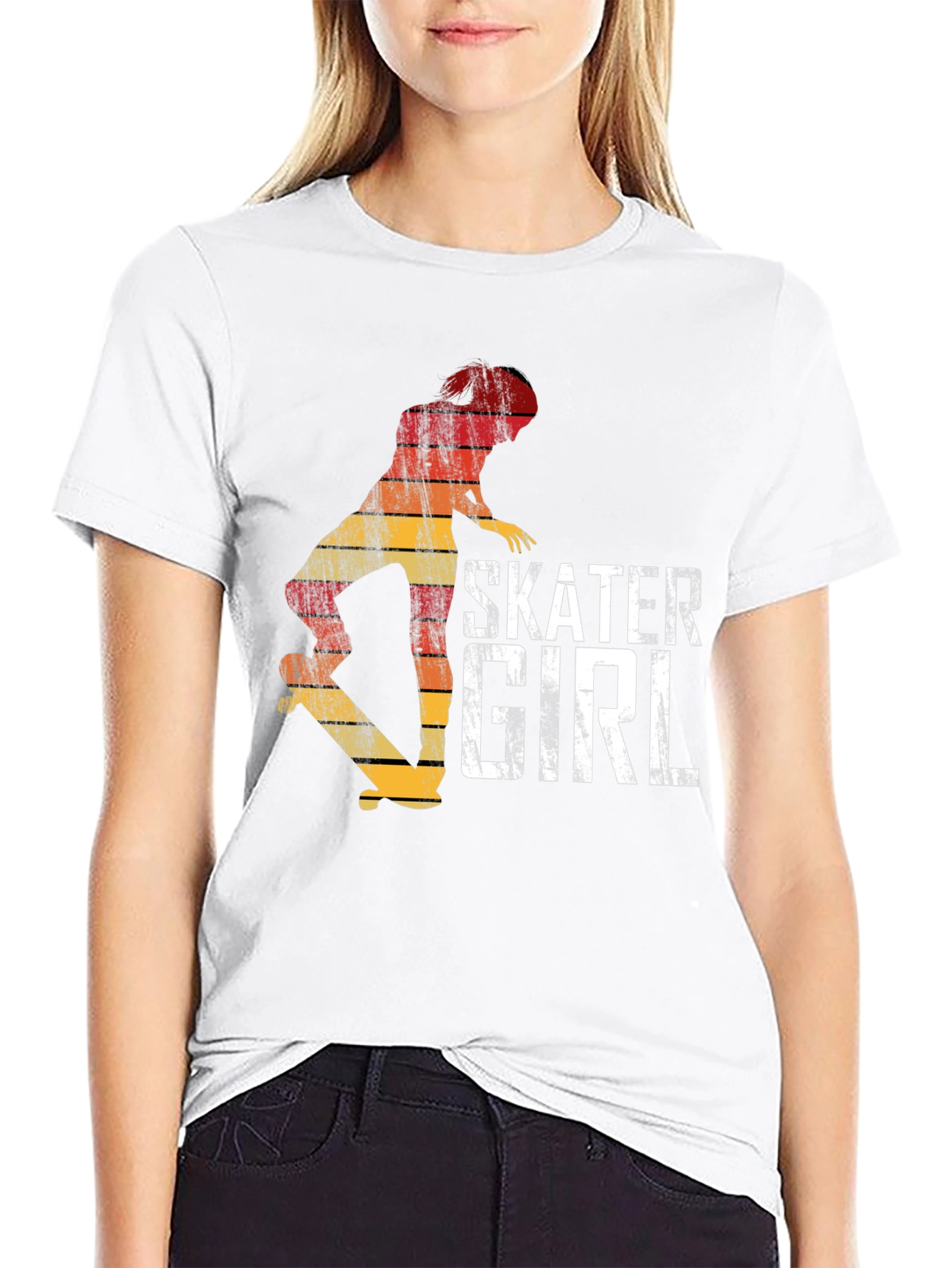 Skater Girl Retro Graphic T-Shirt