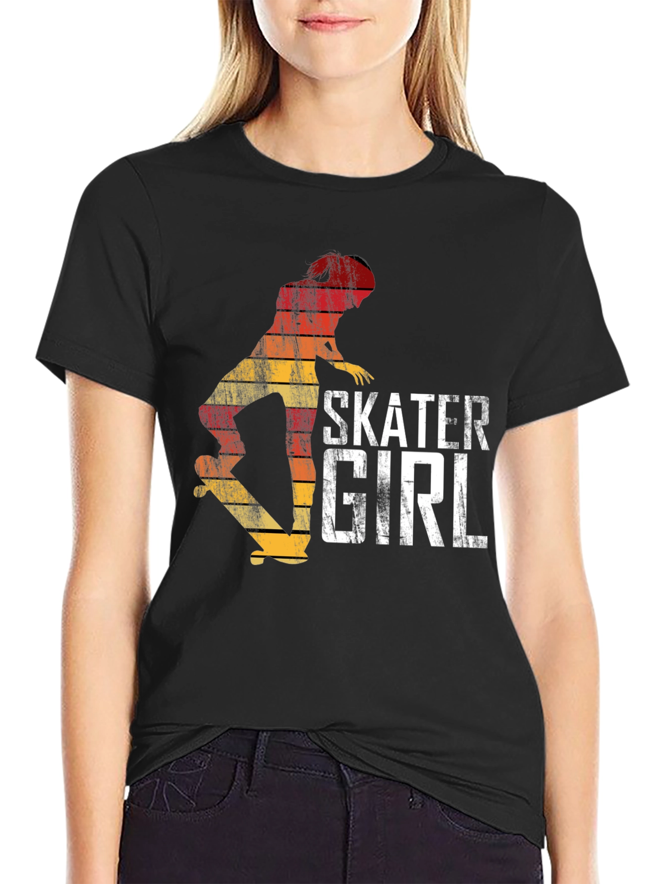 Skater Girl Retro Graphic T-Shirt
