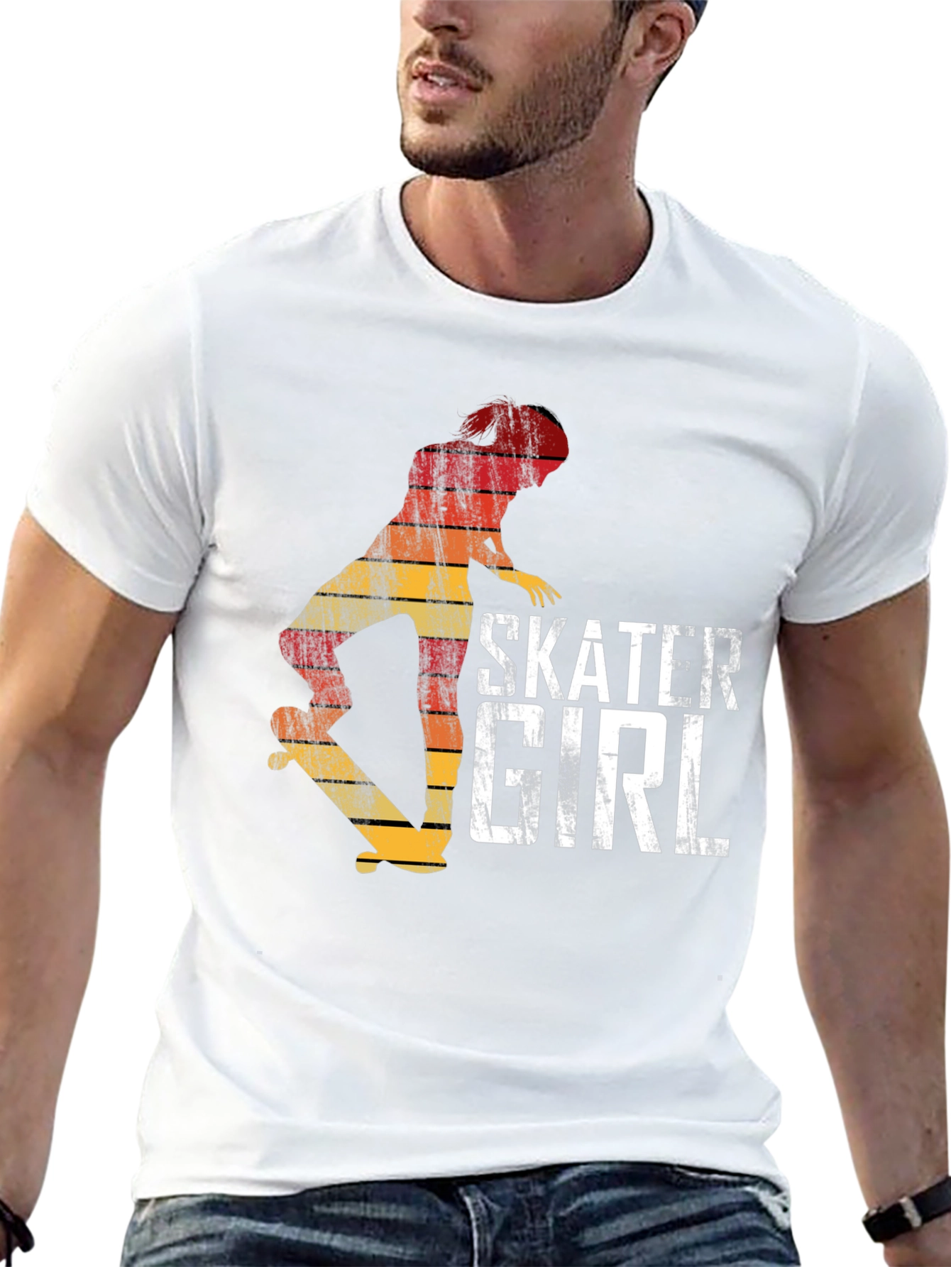 Skater Girl Retro Graphic T-Shirt