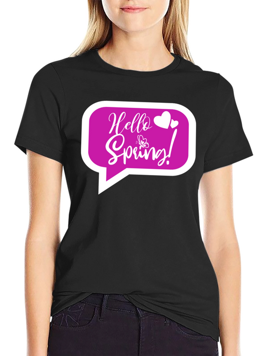 Hello Spring! Graphic T-Shirt - Stylish Black Tee