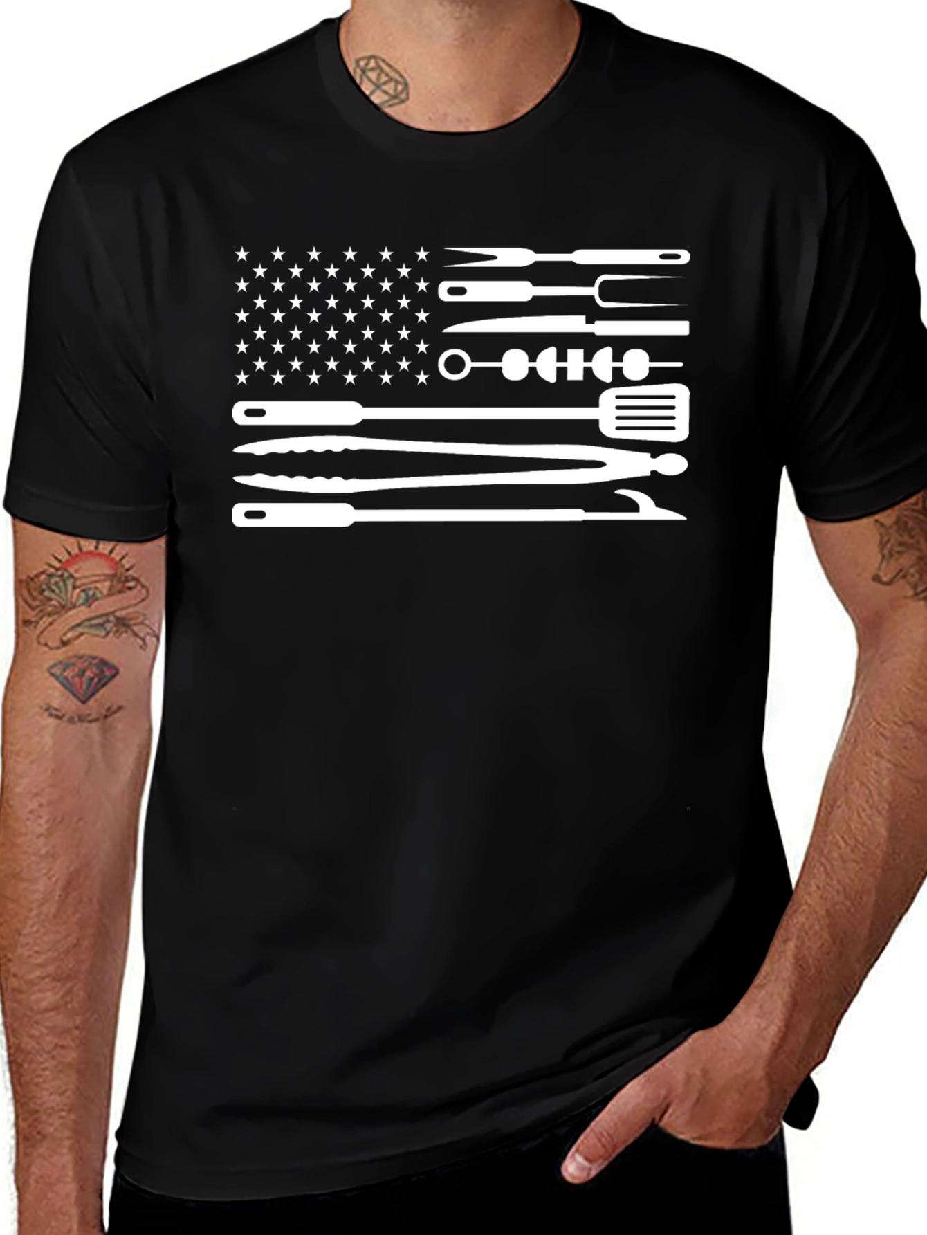 BBQ Grill American Flag T-Shirt