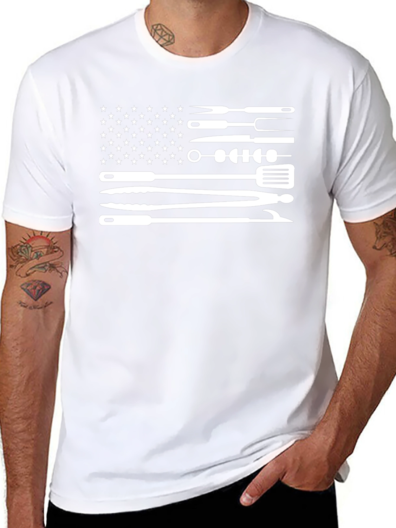 BBQ Grill American Flag T-Shirt