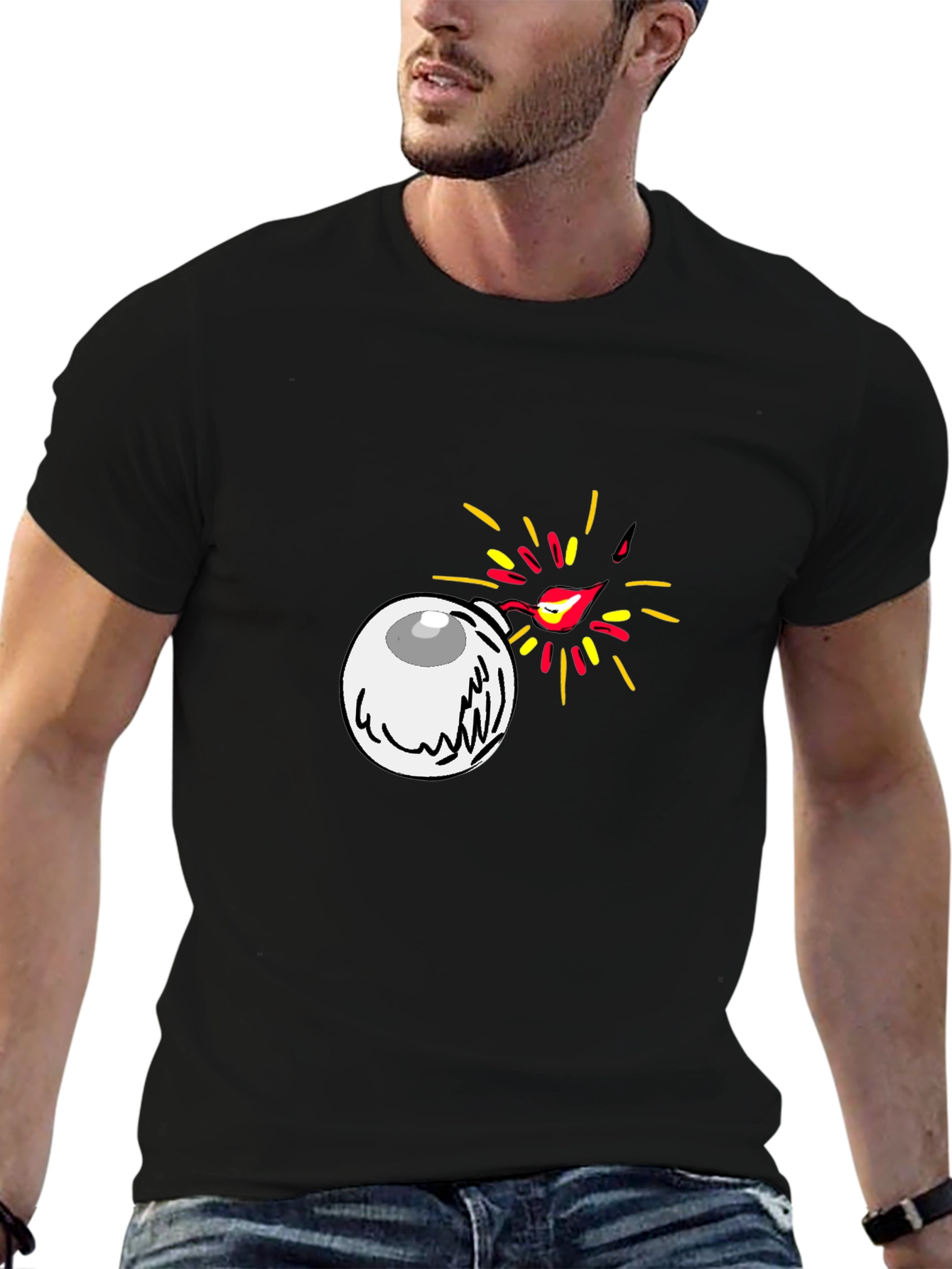 Eye Bomb Graphic Tee - Black Cotton T-Shirt