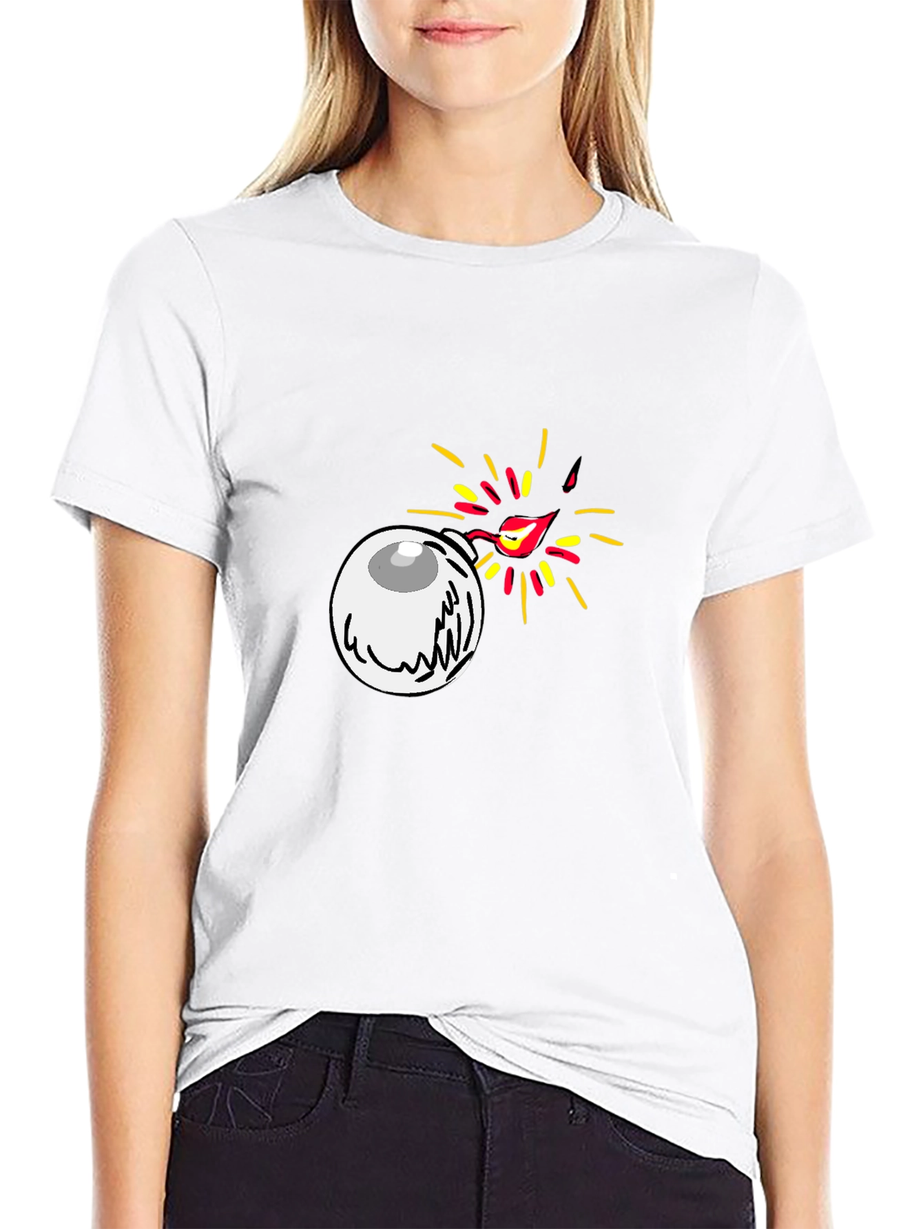 Eye Bomb Graphic Tee - Black Cotton T-Shirt
