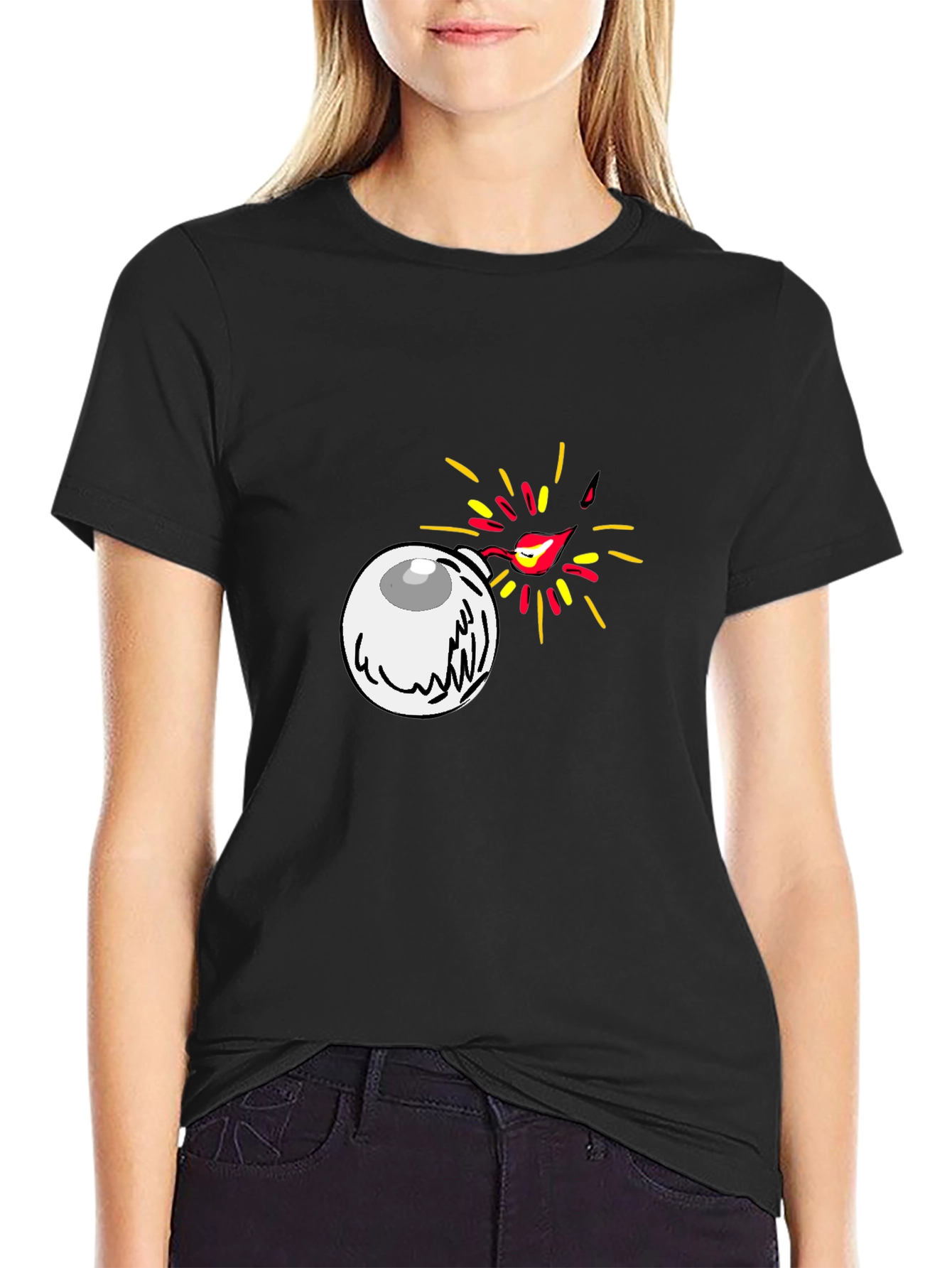 Eye Bomb Graphic Tee - Black Cotton T-Shirt