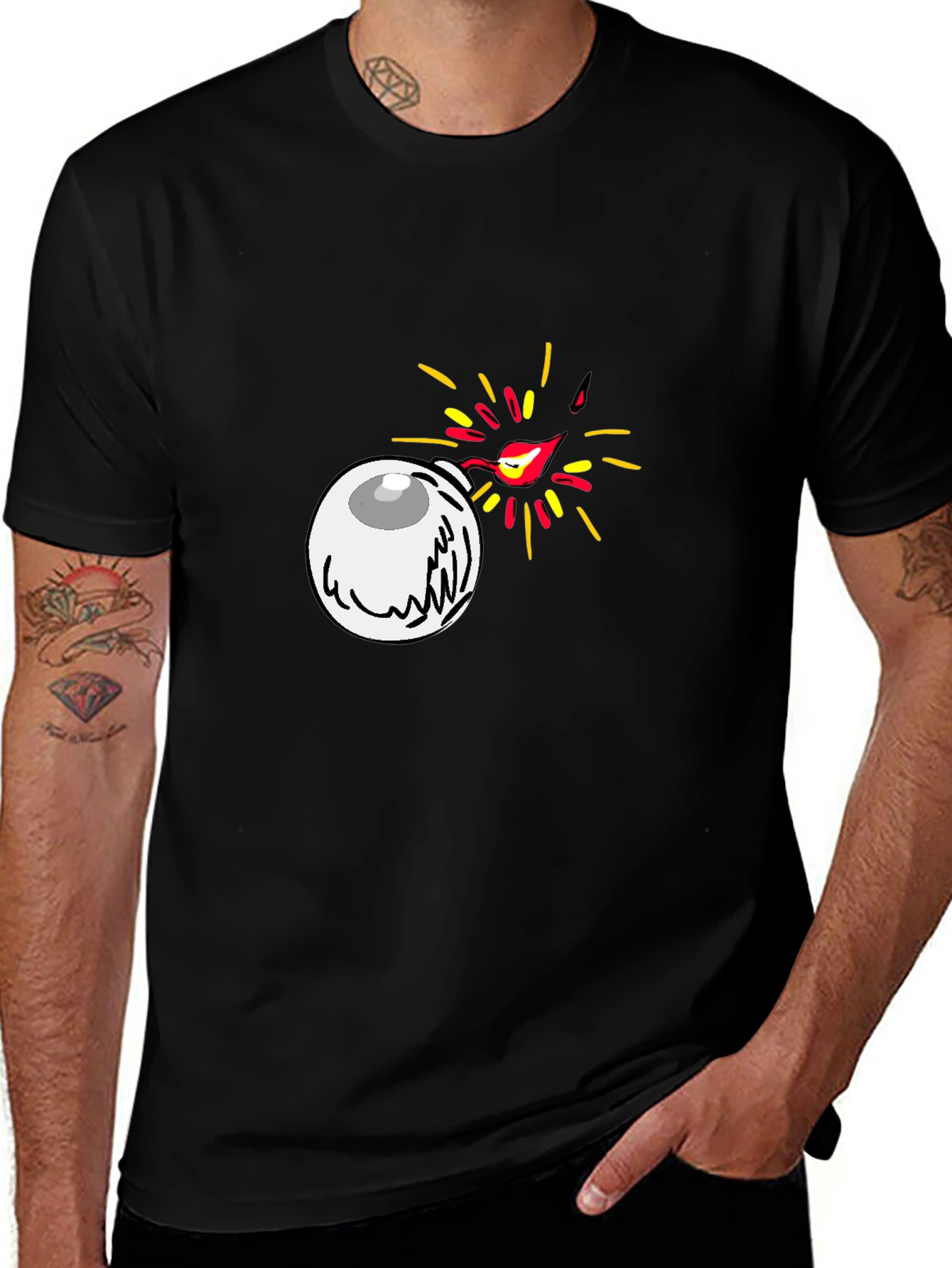 Eye Bomb Graphic Tee - Black Cotton T-Shirt