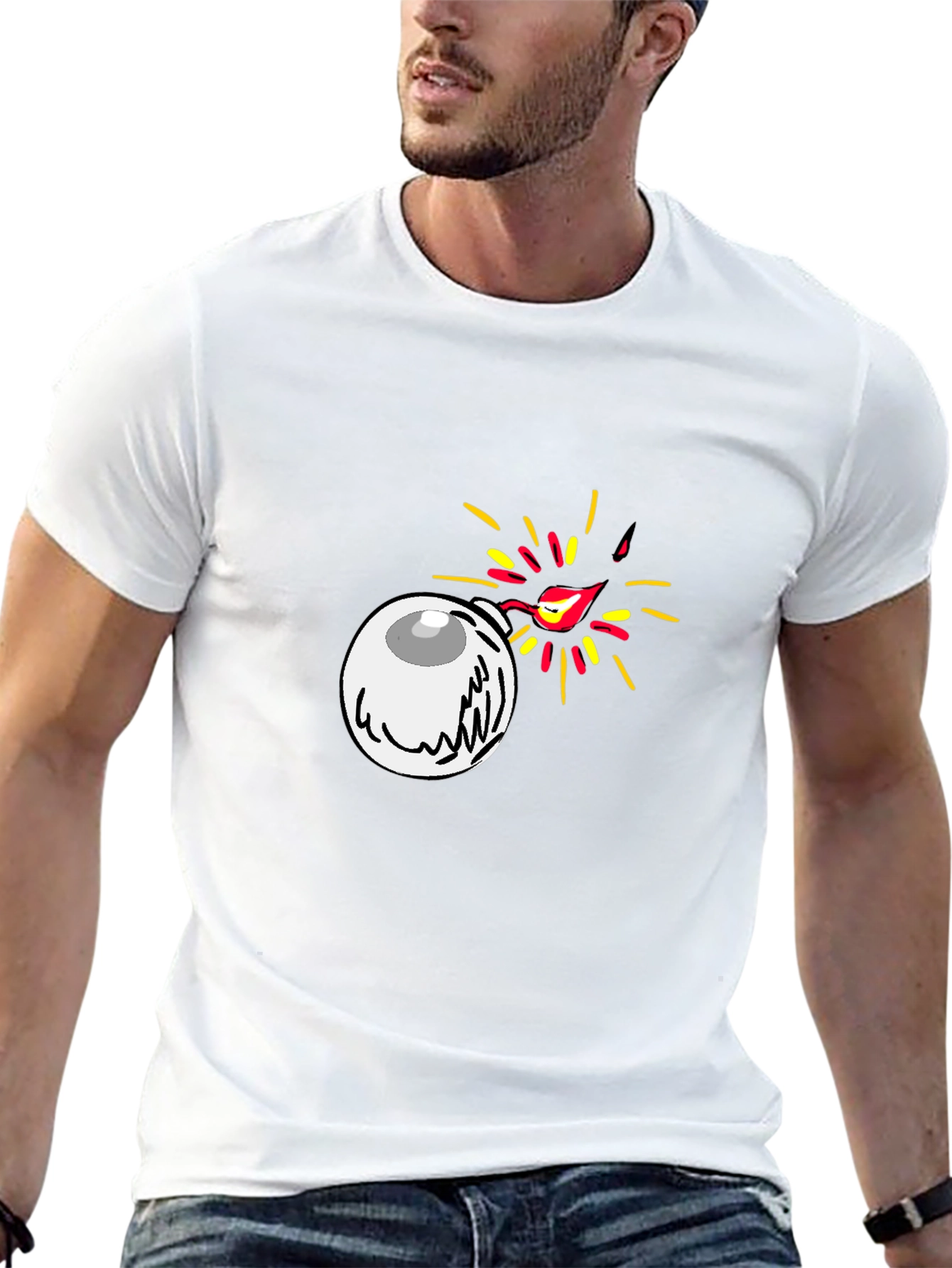 Eye Bomb Graphic Tee - Black Cotton T-Shirt