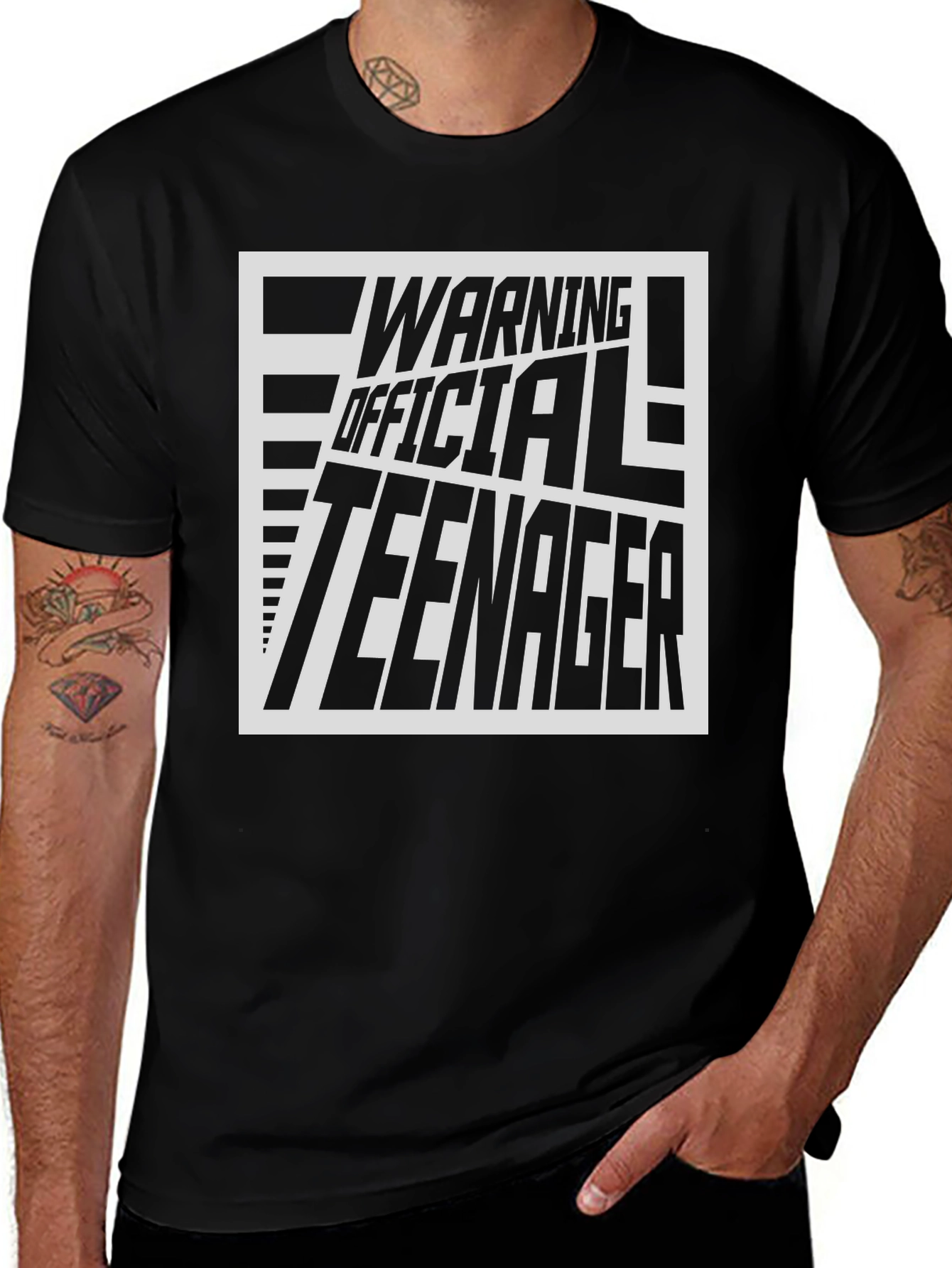Warning Official Teenager Black Graphic Tee