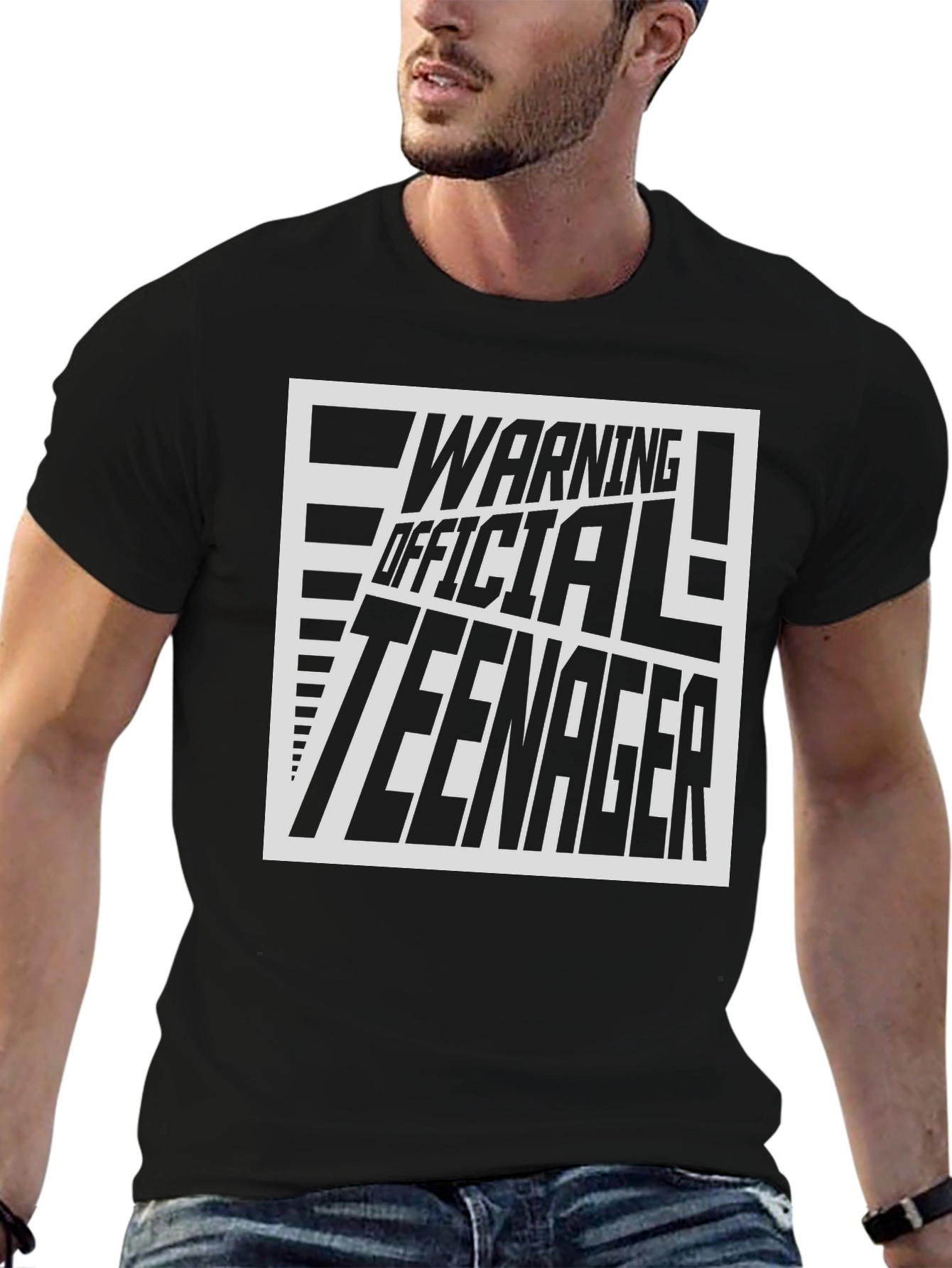 Warning Official Teenager Black Graphic Tee