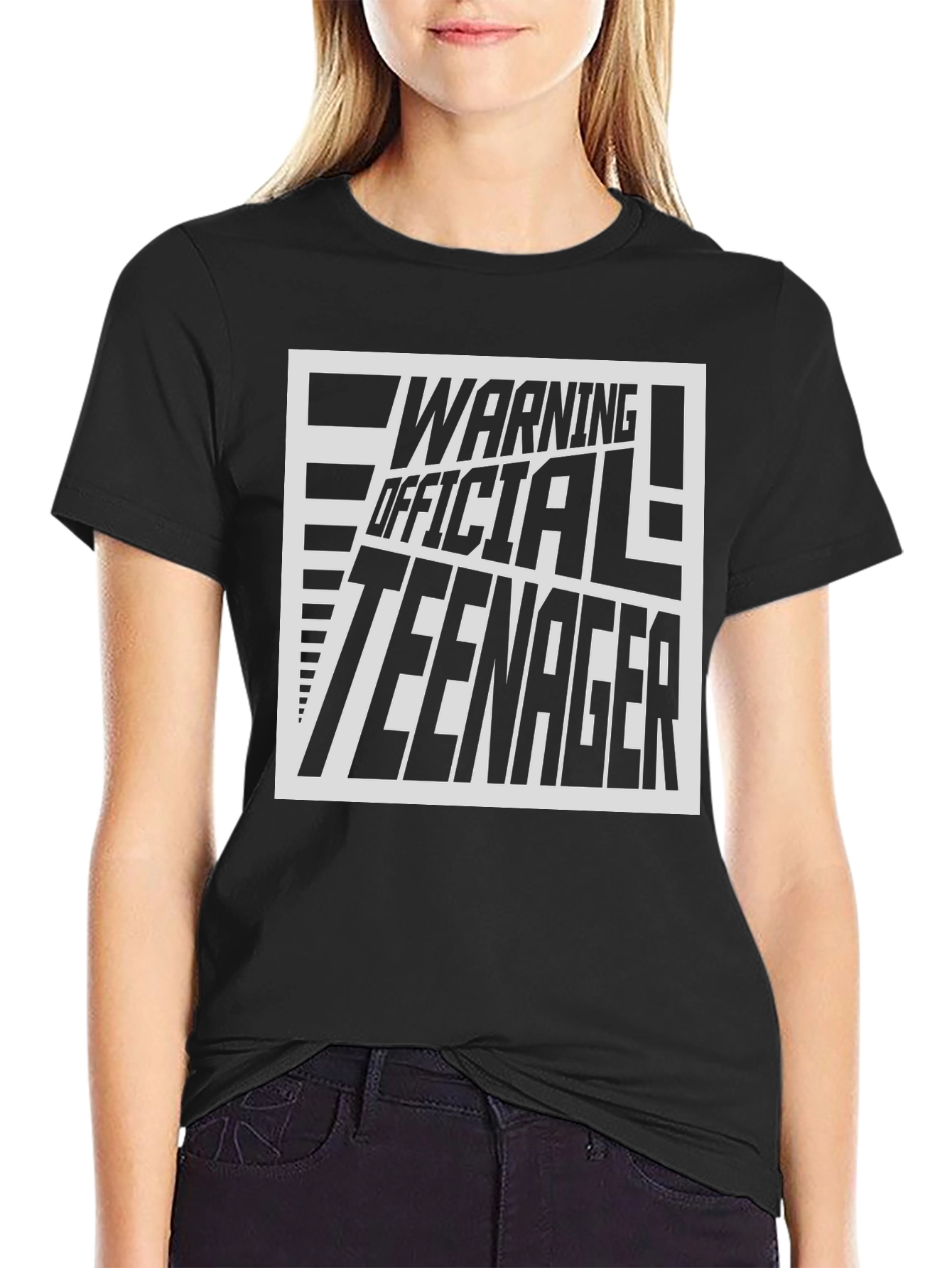 Warning Official Teenager Black Graphic Tee