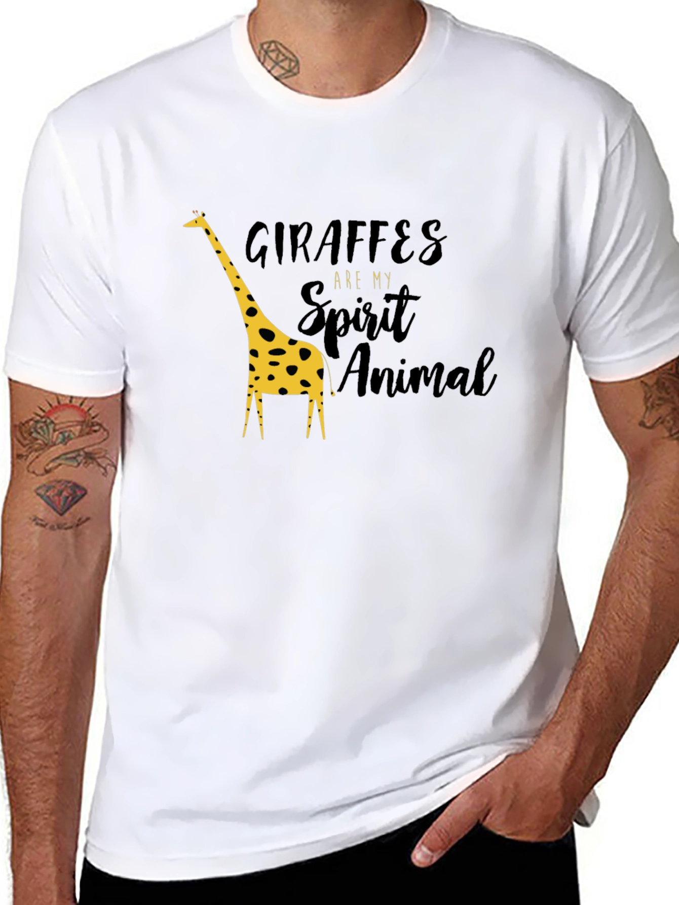 Giraffe Spirit Animal Graphic Black T-Shirt