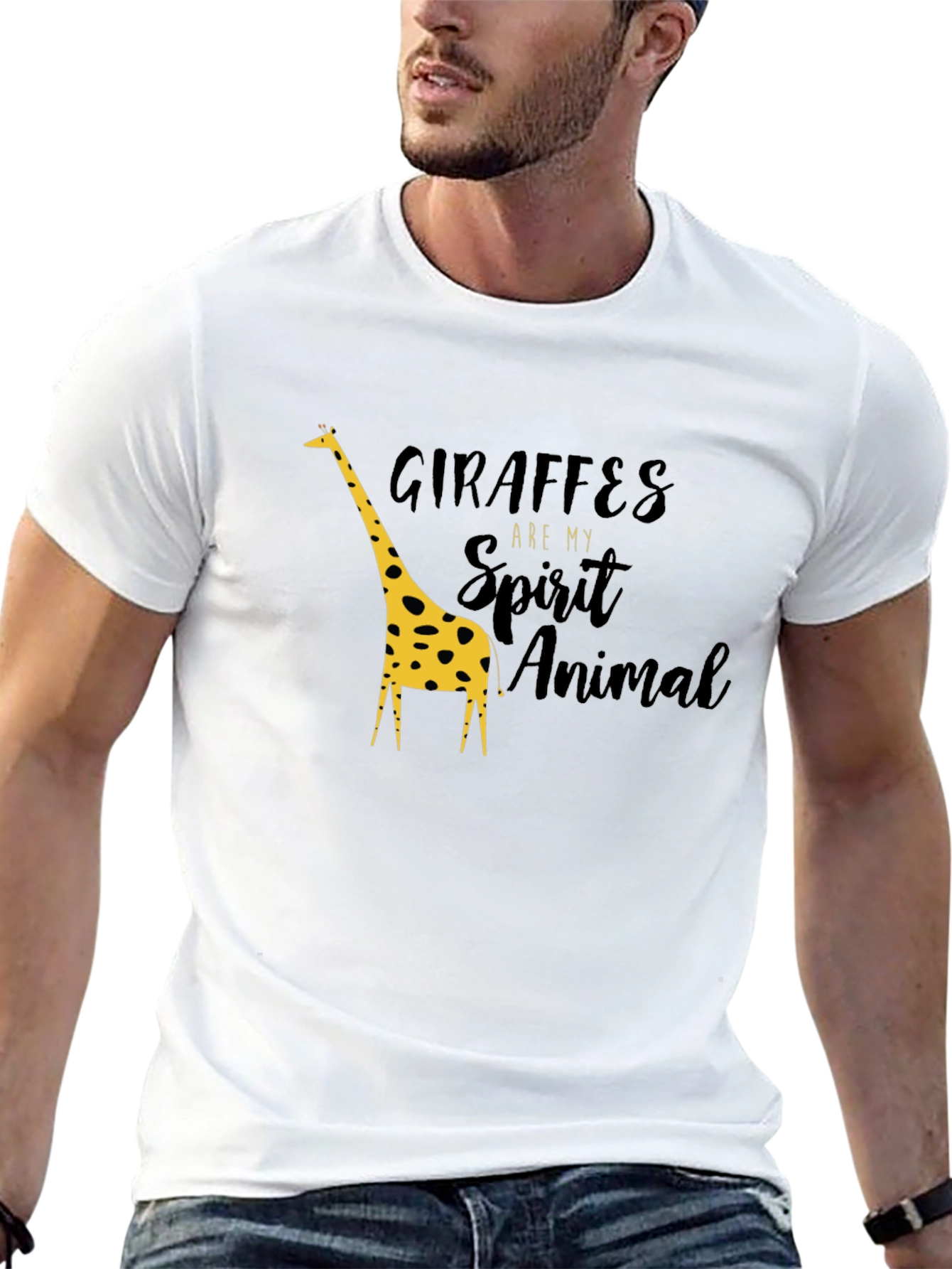 Giraffe Spirit Animal Graphic Black T-Shirt