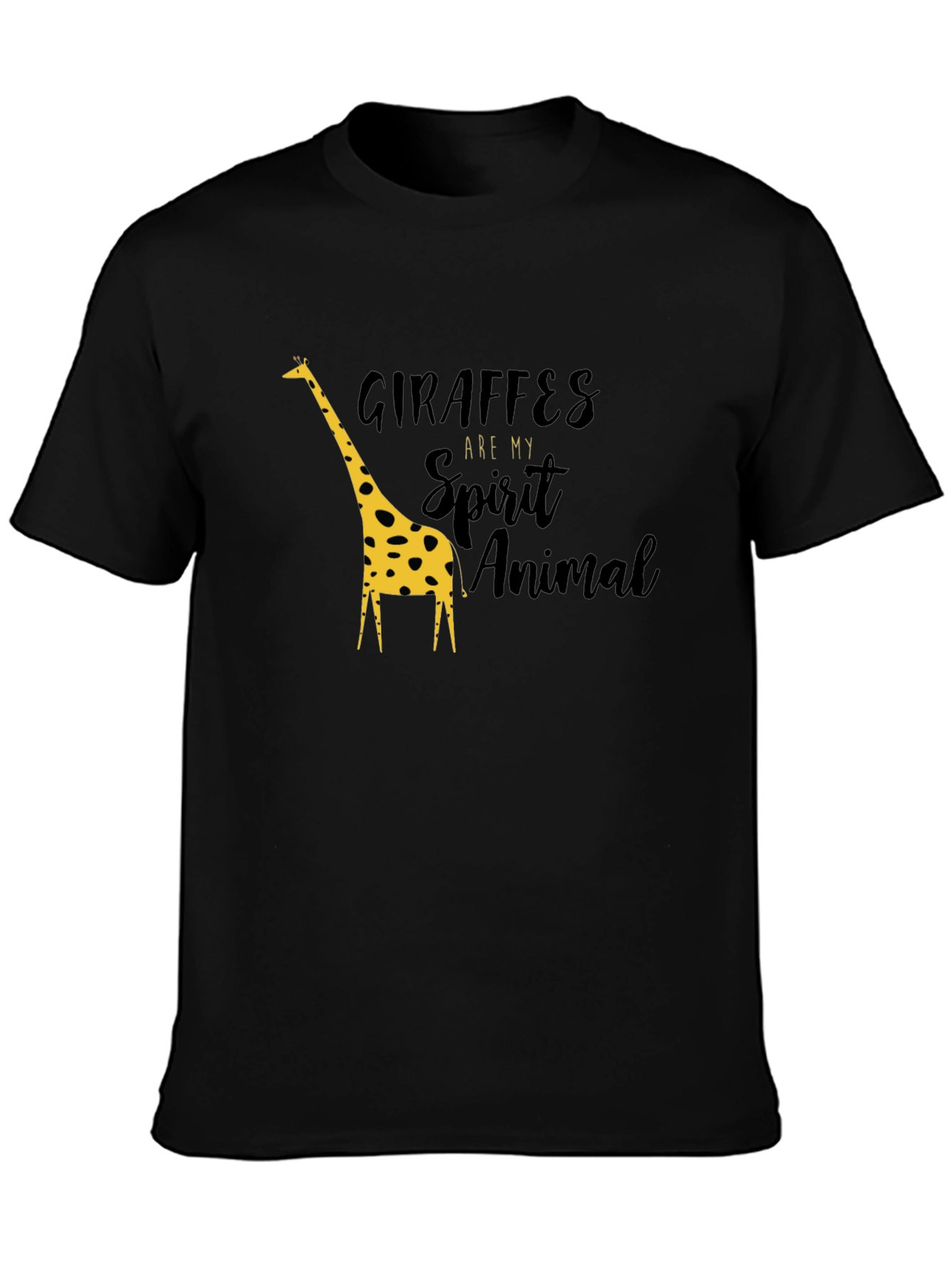 Giraffe Spirit Animal Graphic Black T-Shirt