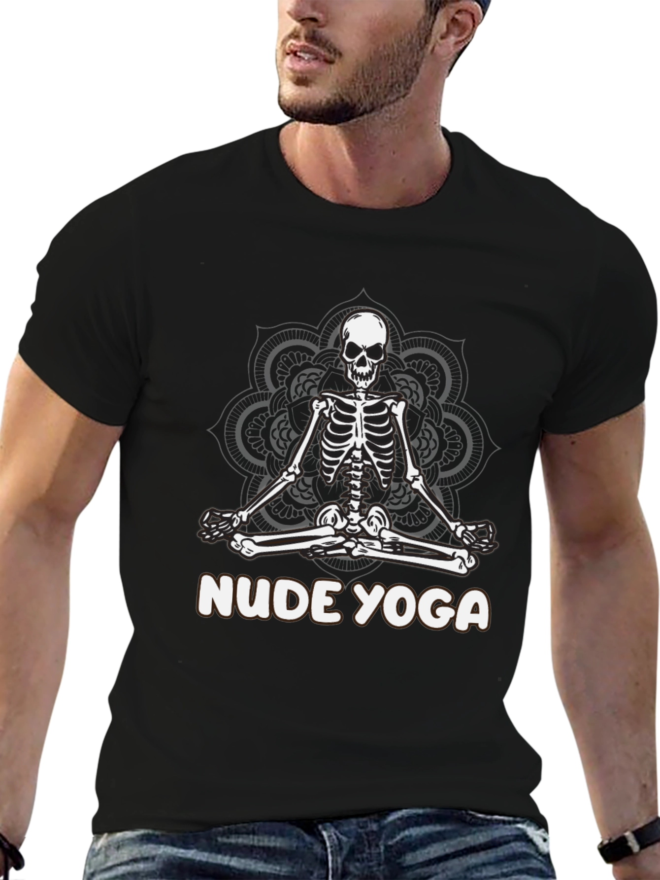 Nude Yoga Skeleton T-Shirt - Relaxed Meditation Tee