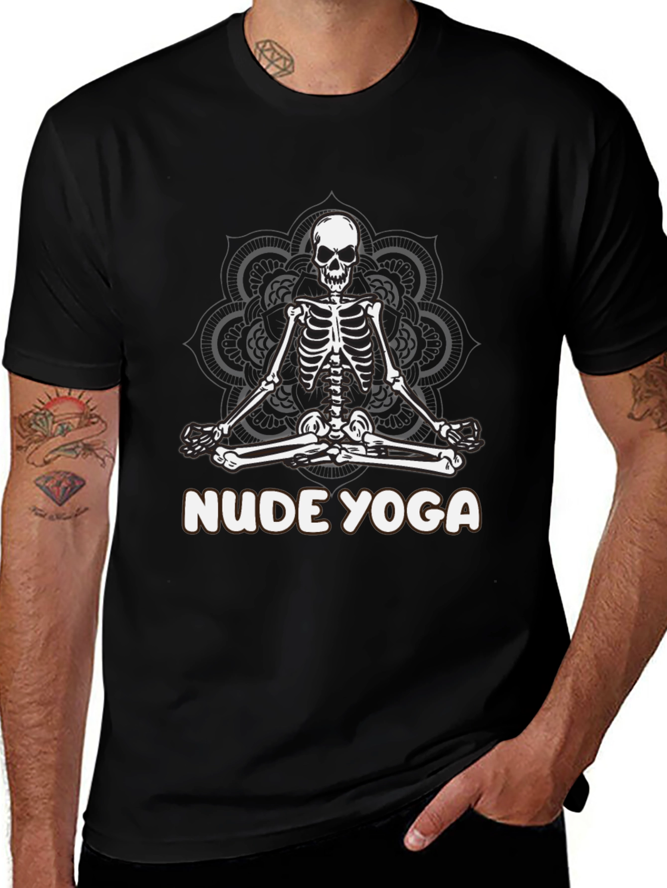 Nude Yoga Skeleton T-Shirt - Relaxed Meditation Tee