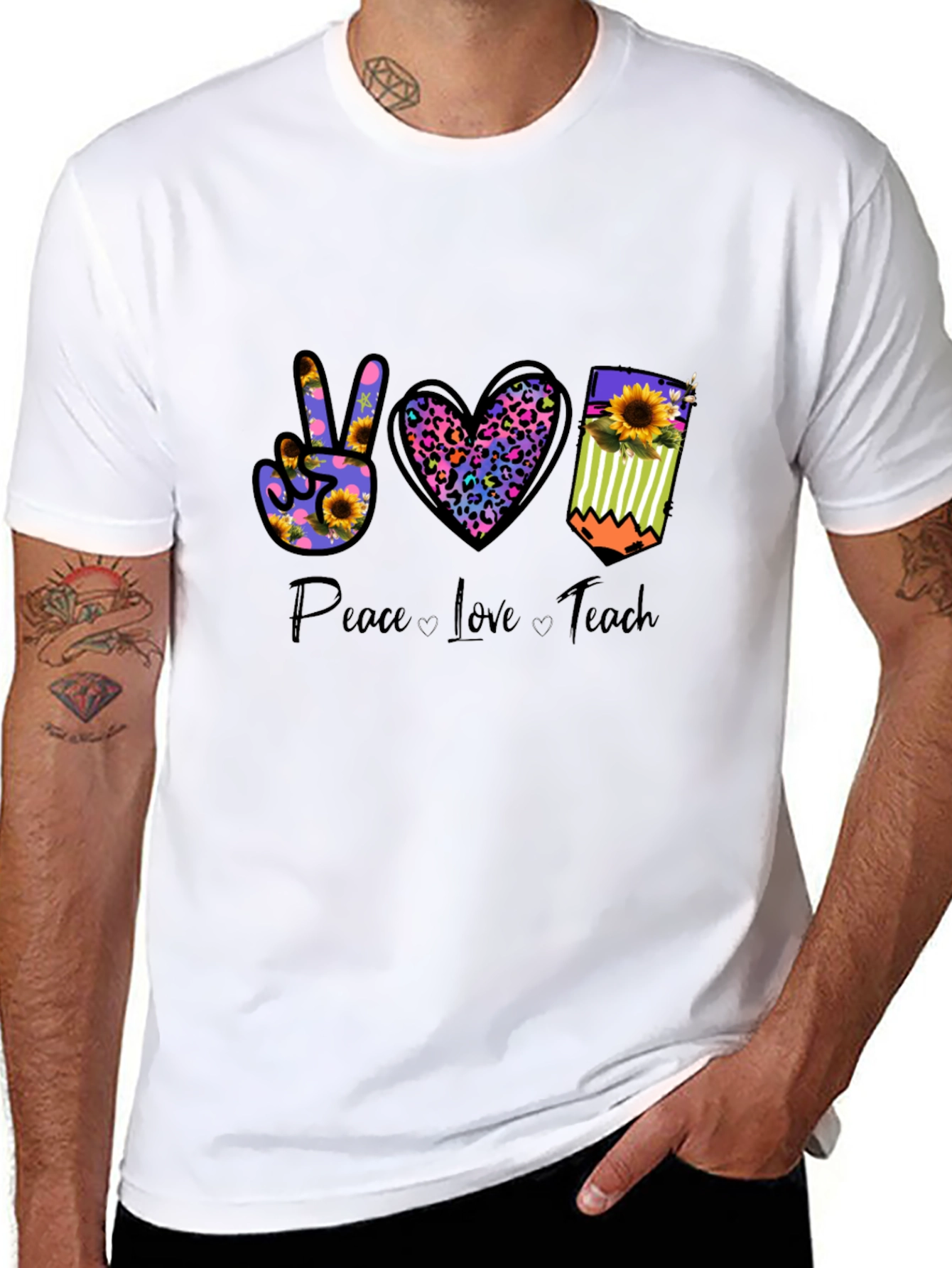 Peace Love Teach Graphic T-Shirt